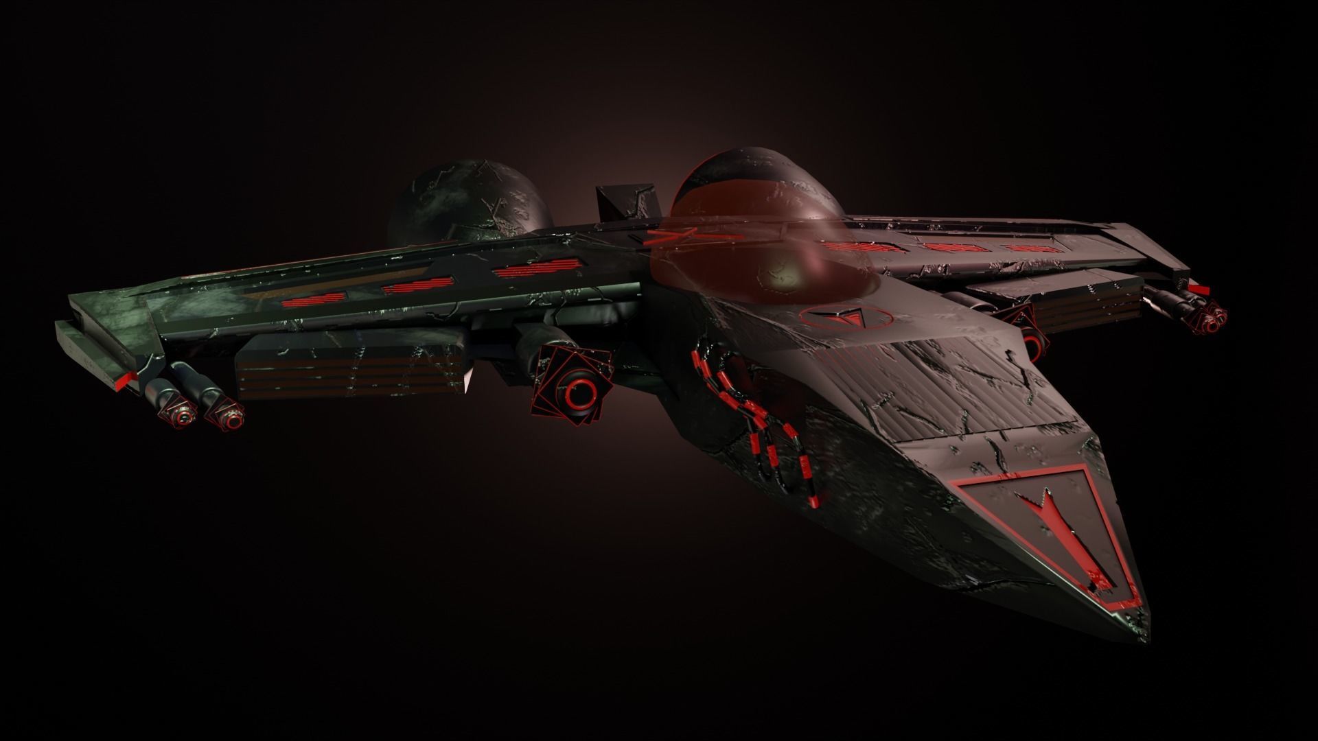 Spaceship damaged scratched  Free low-poly 3D model_2