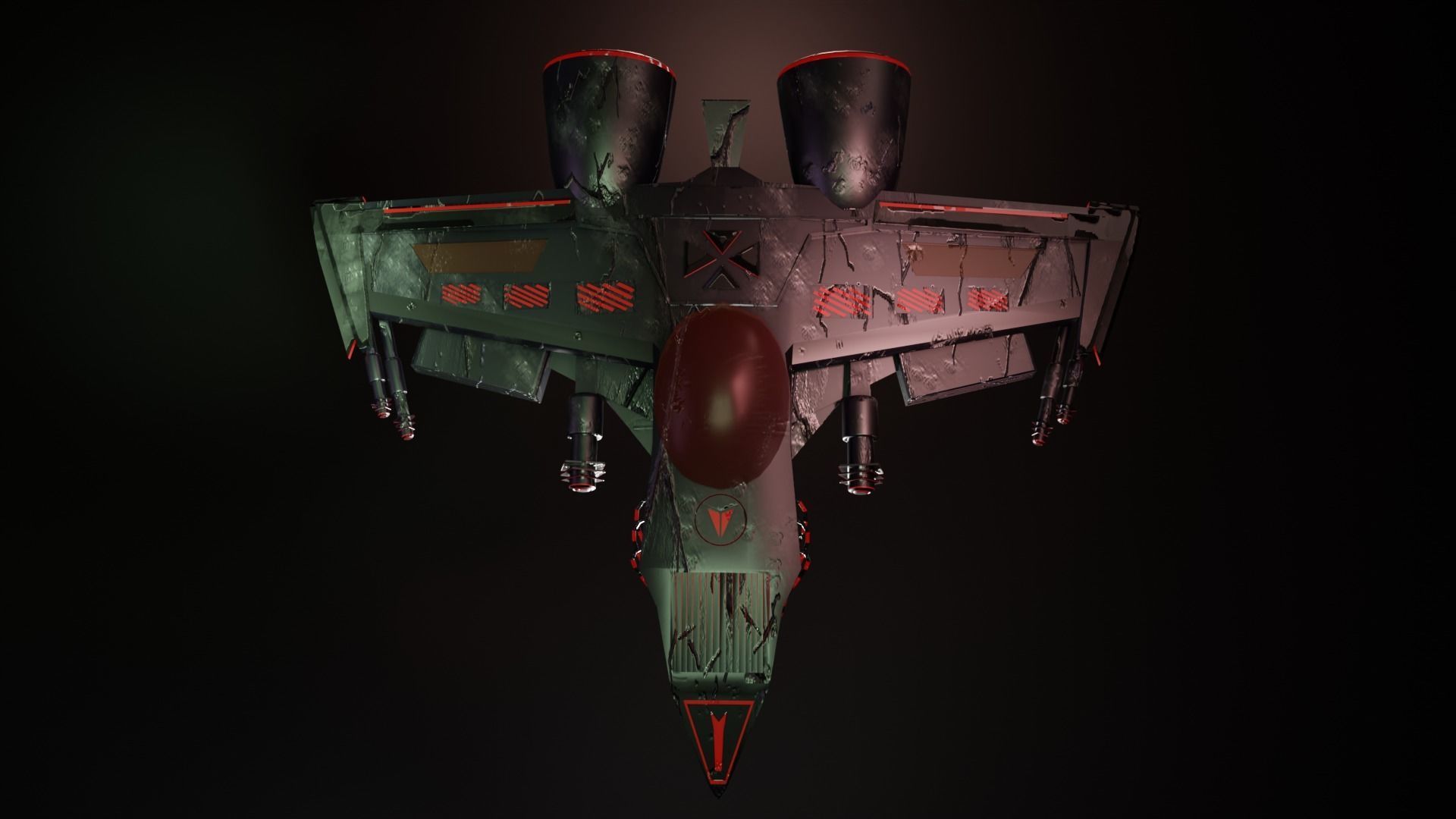 Spaceship damaged scratched  Free low-poly 3D model_4