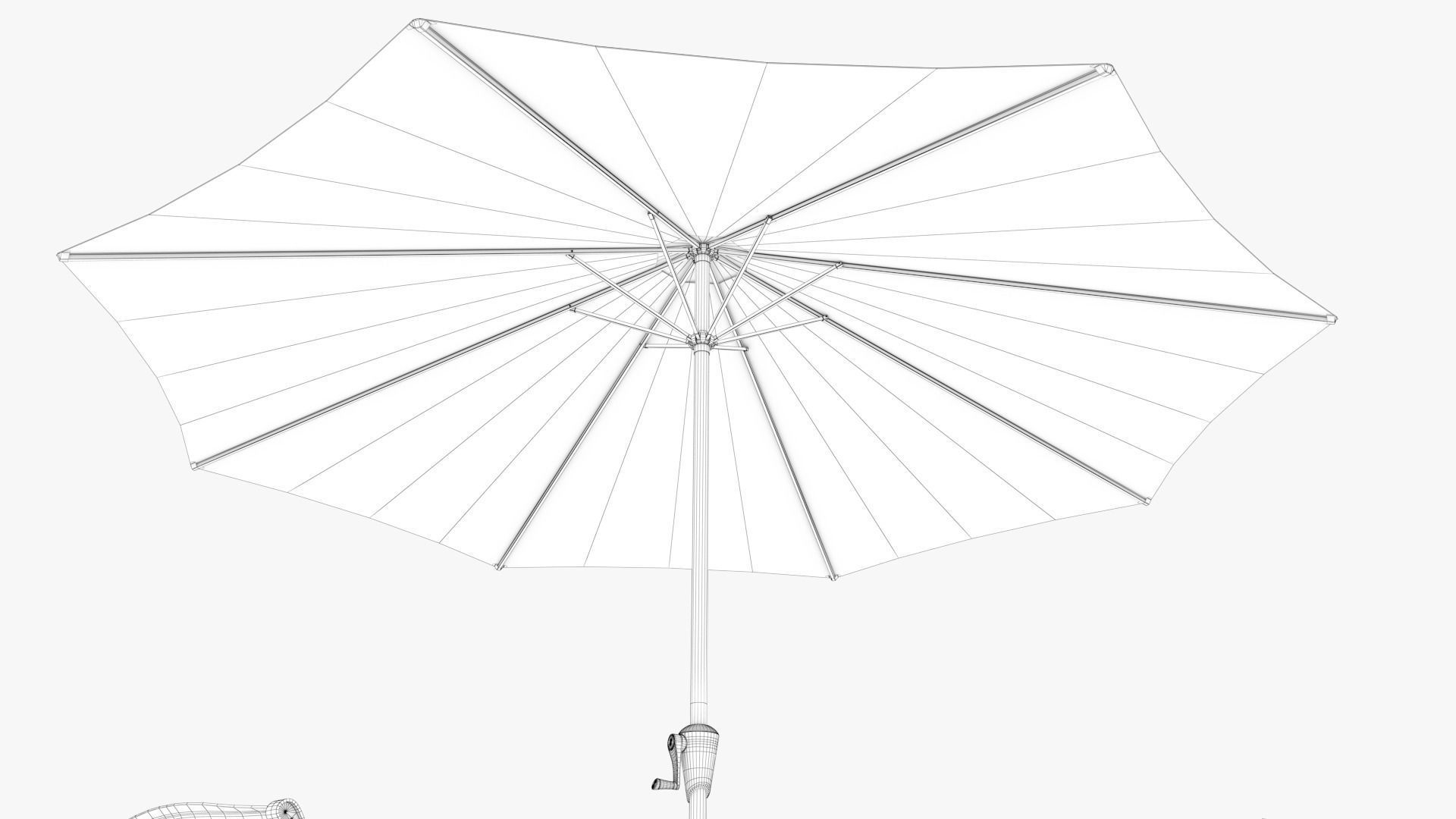 Dining Set table and chairs with umbrella Low-poly 3D model_12