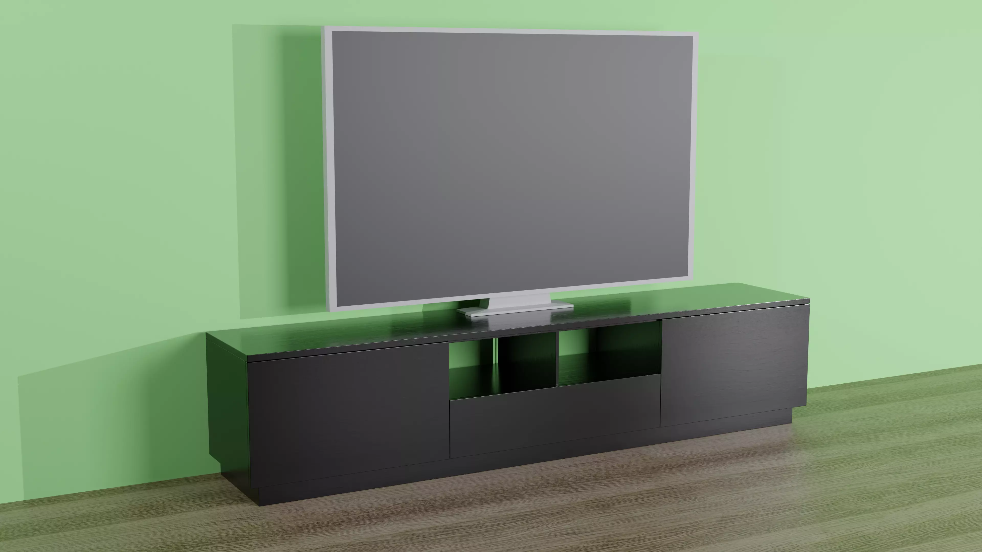 Black TV Stand Low-poly 3D model