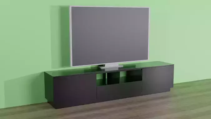 Black TV Stand Low-poly 3D model