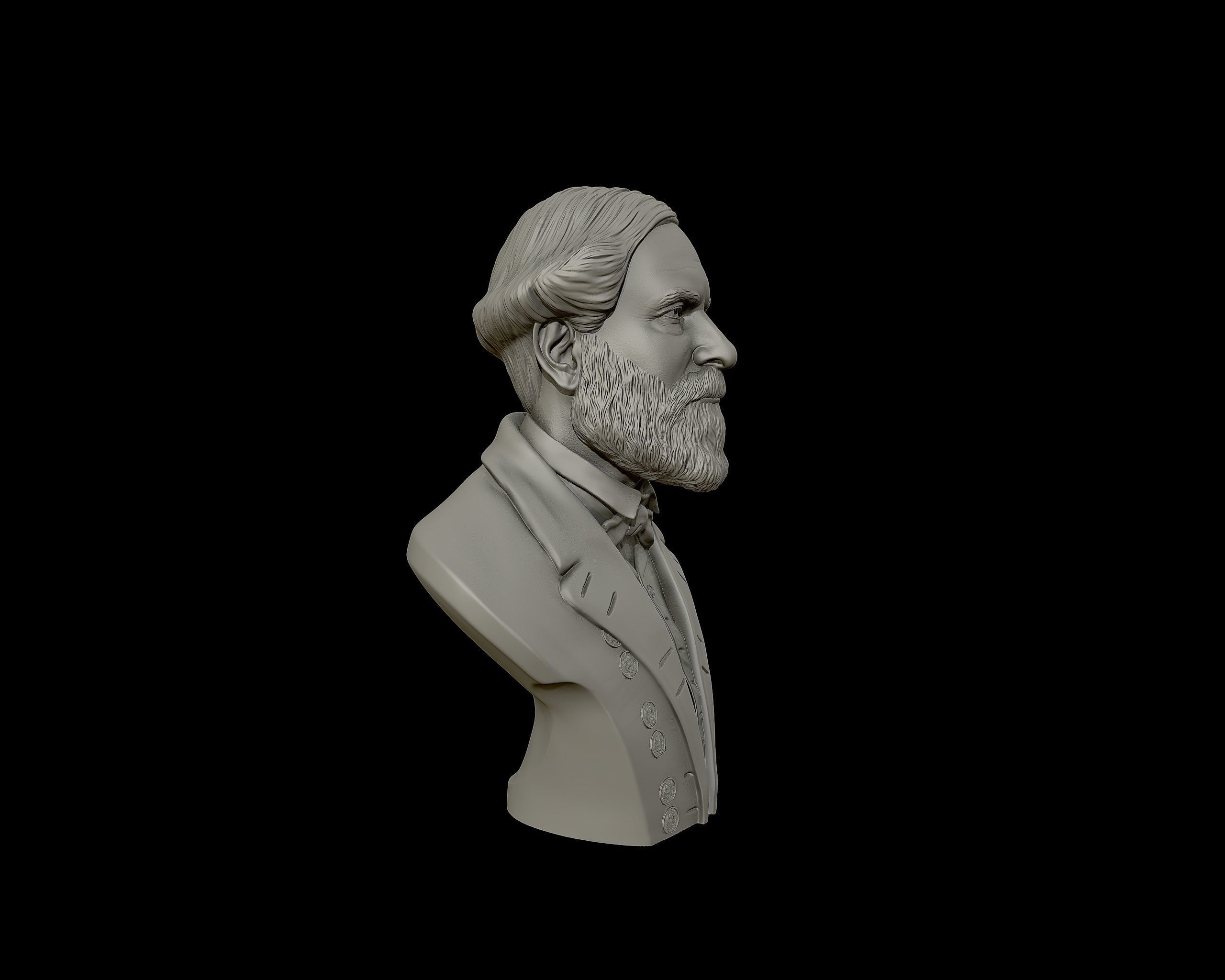 General Robert E Lee bust sculpture 3D print model_24