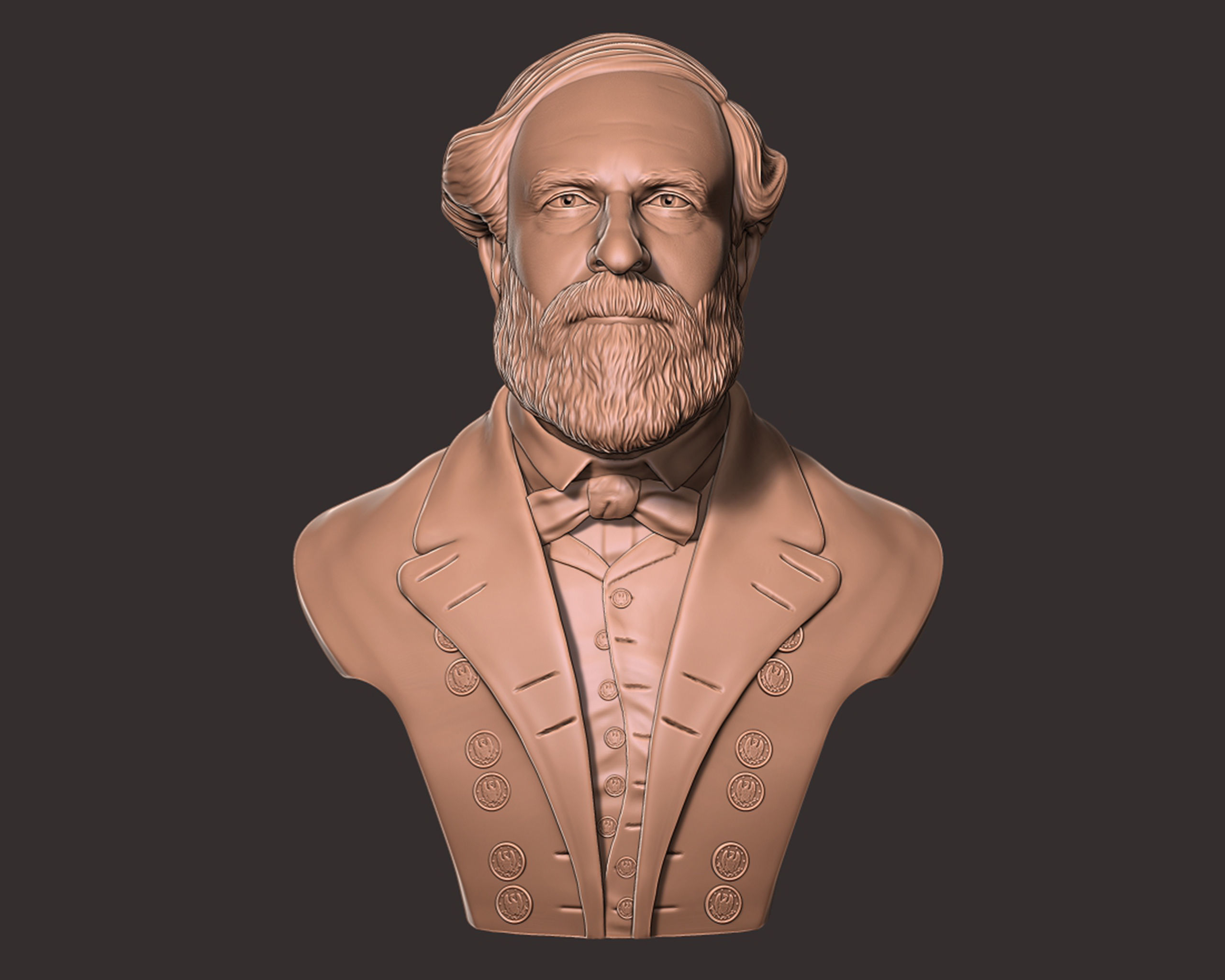 General Robert E Lee bust sculpture 3D print model_2