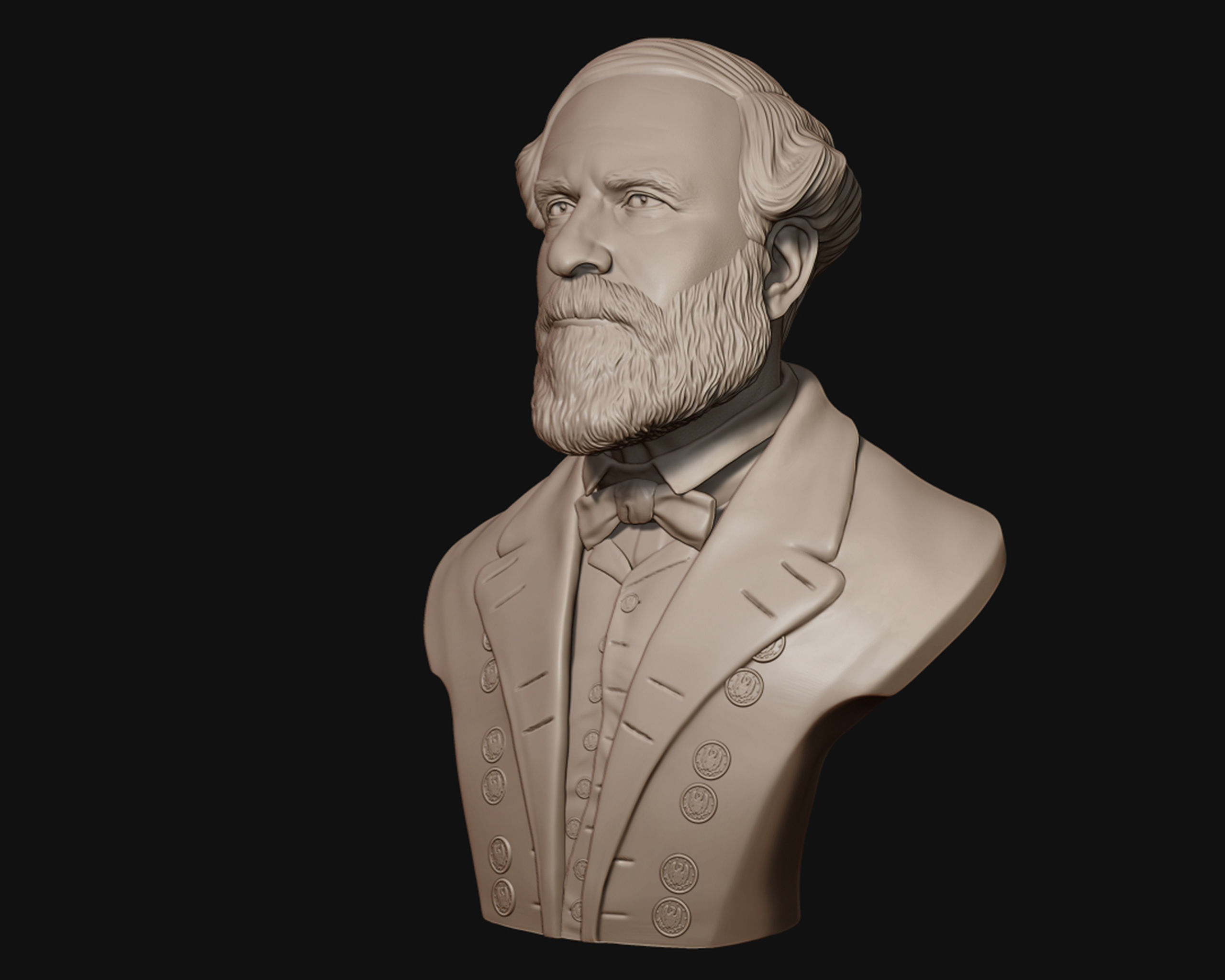 General Robert E Lee bust sculpture 3D print model_10