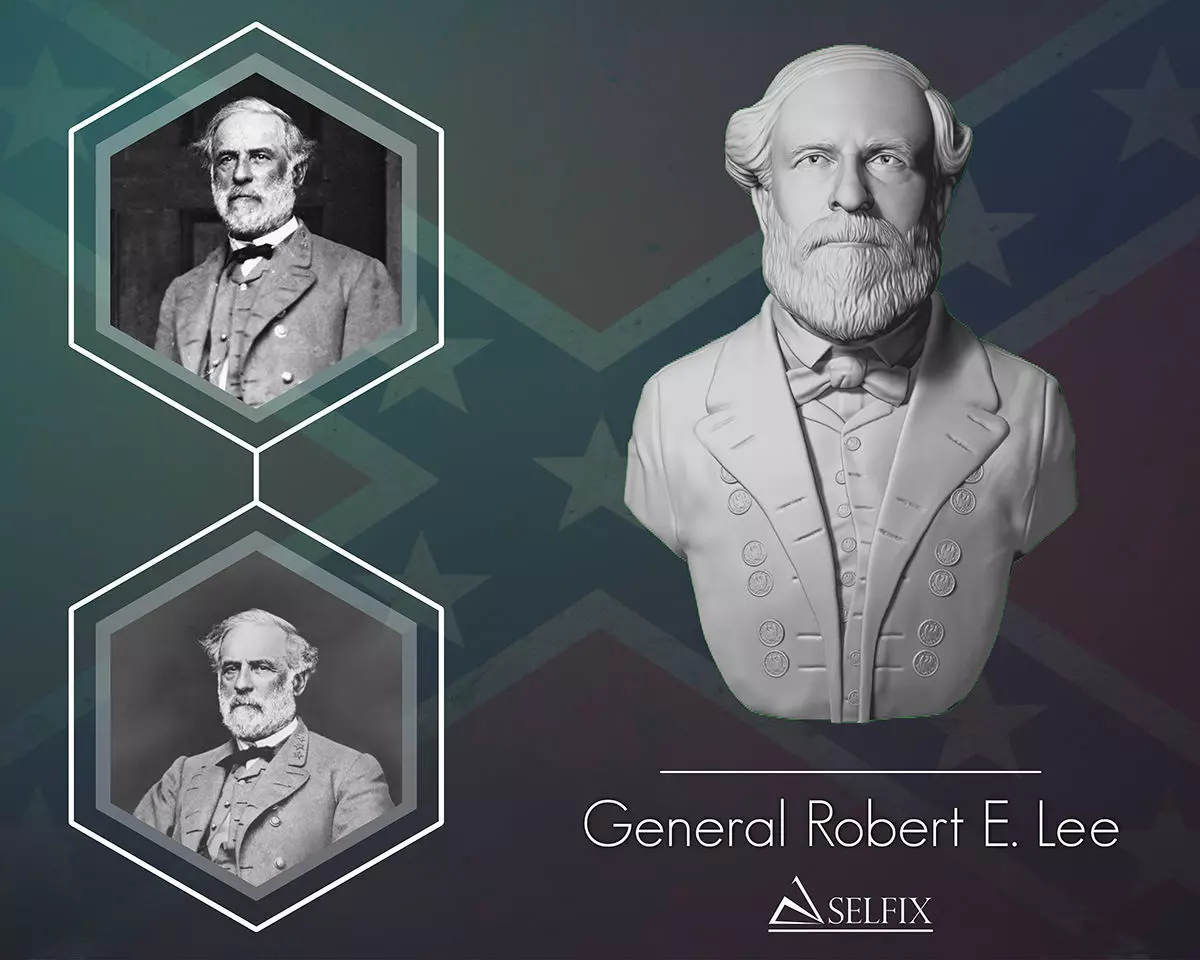 General Robert E Lee bust sculpture 3D print model_0