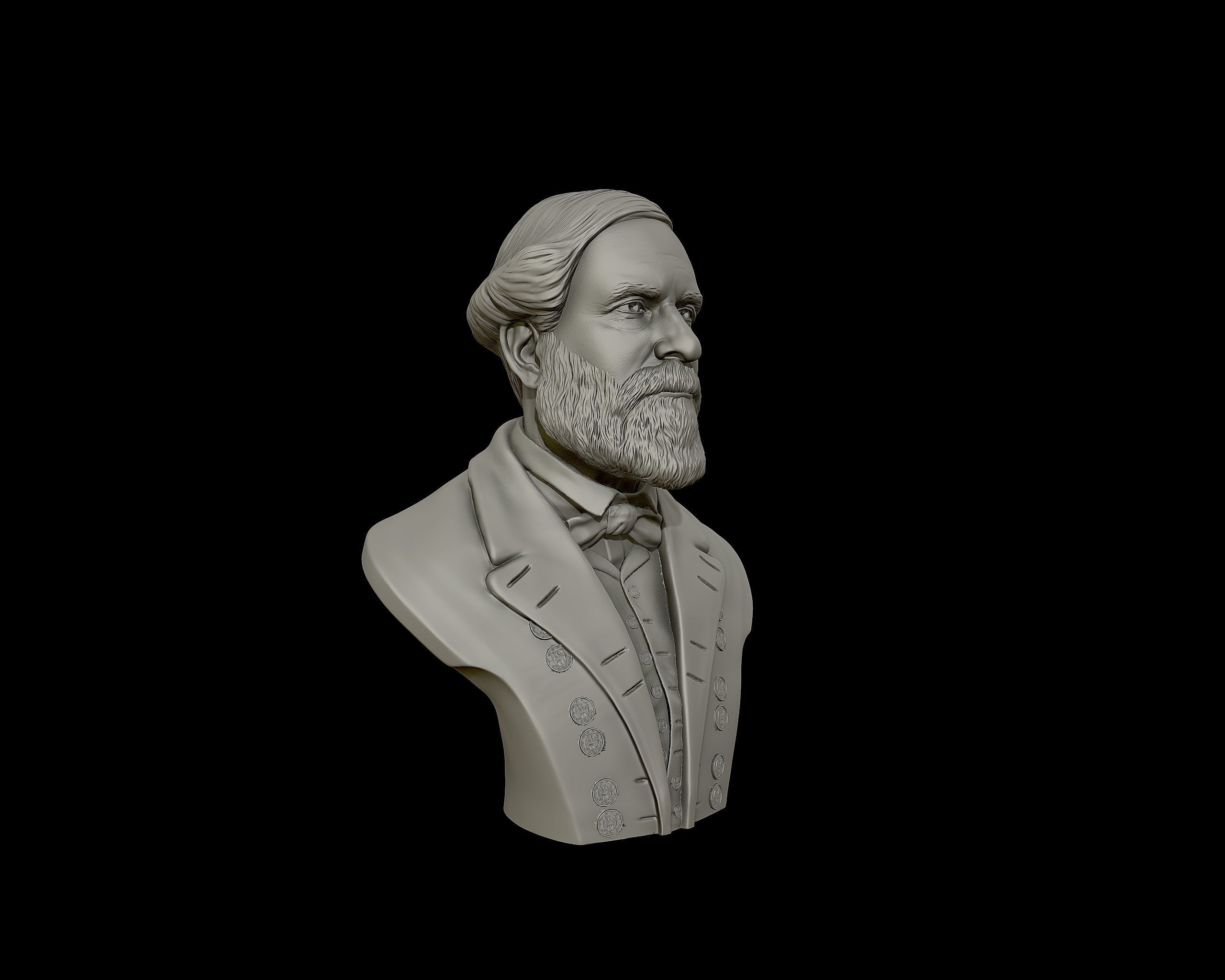 General Robert E Lee bust sculpture 3D print model_25