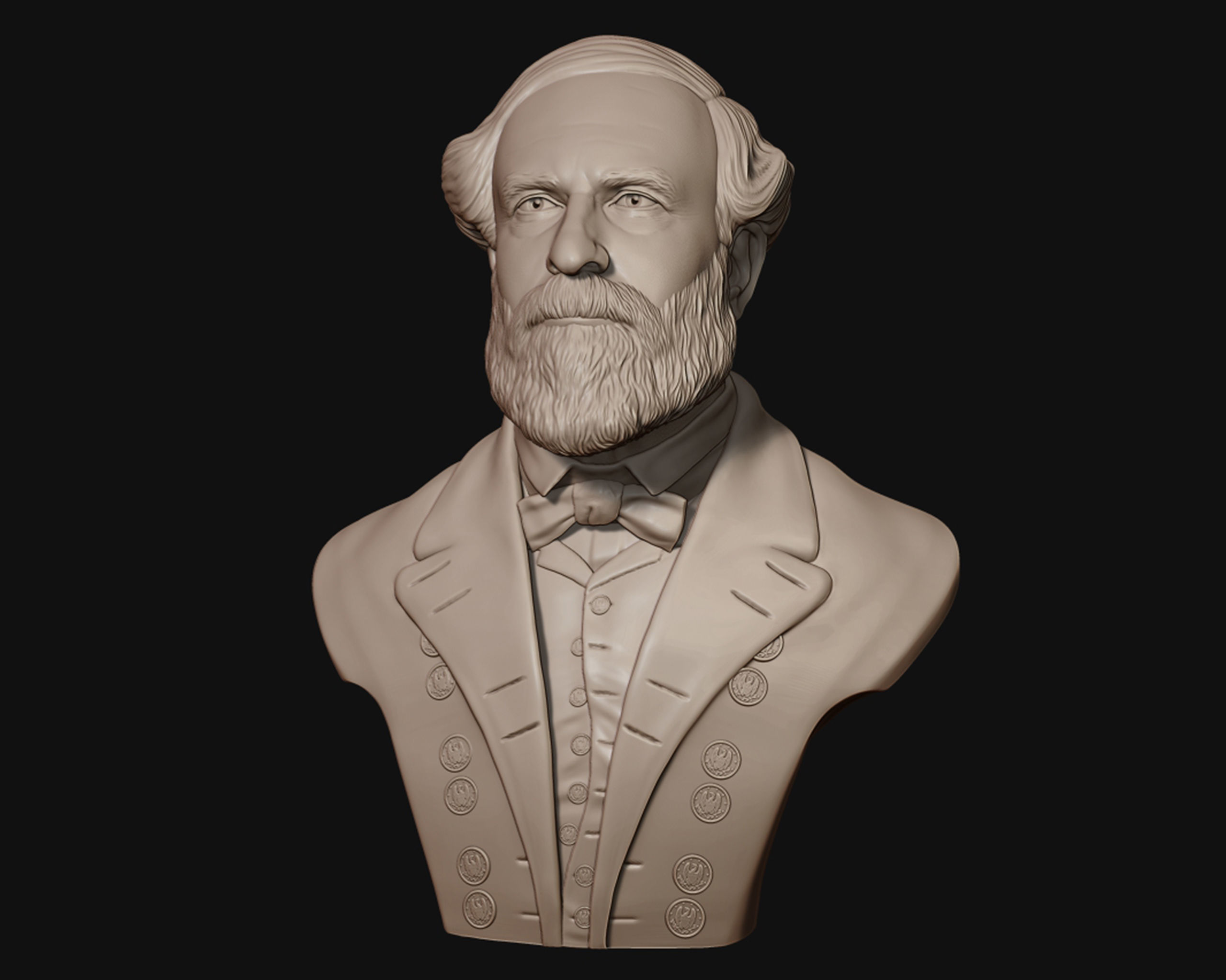 General Robert E Lee bust sculpture 3D print model_9