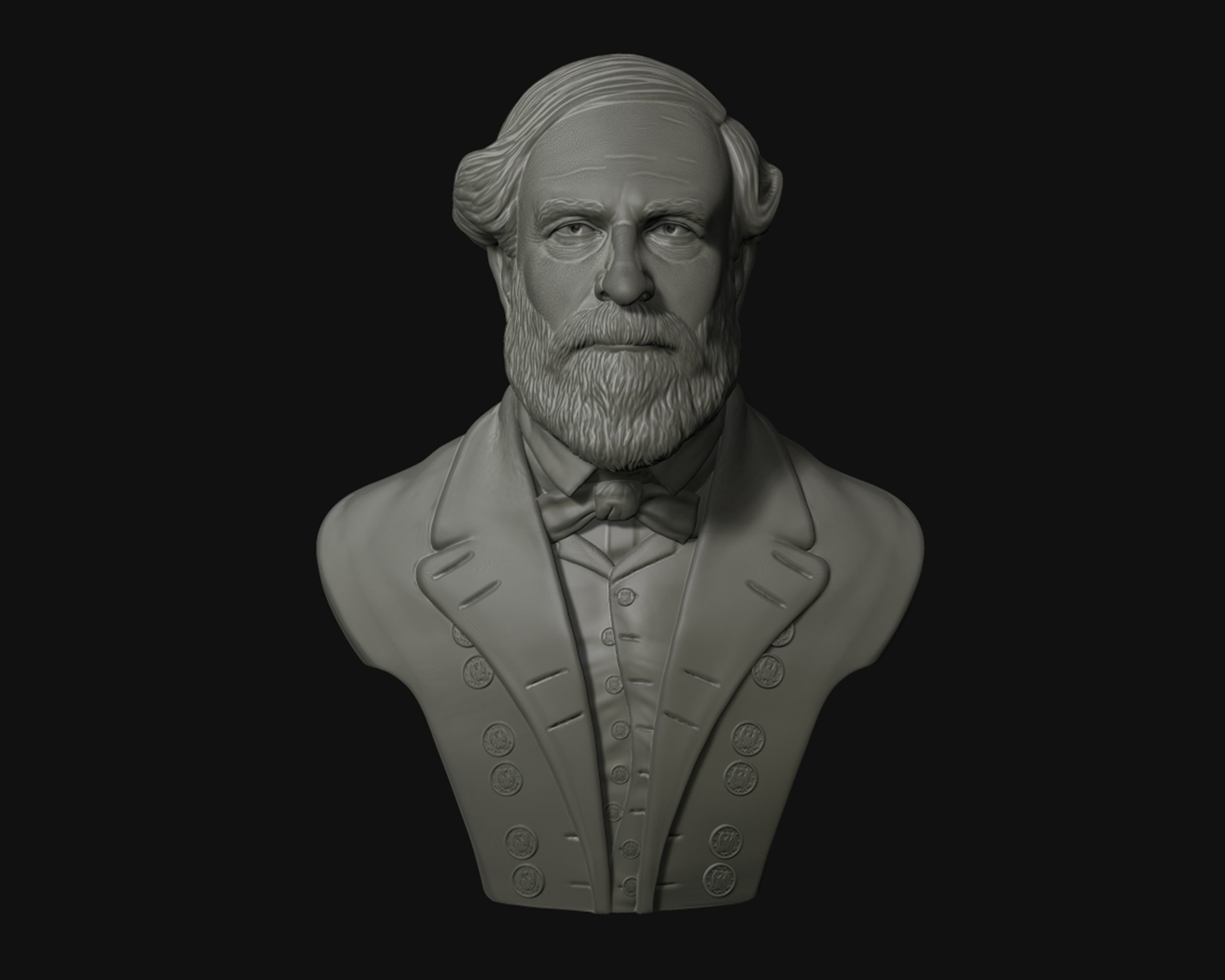 General Robert E Lee bust sculpture 3D print model_12