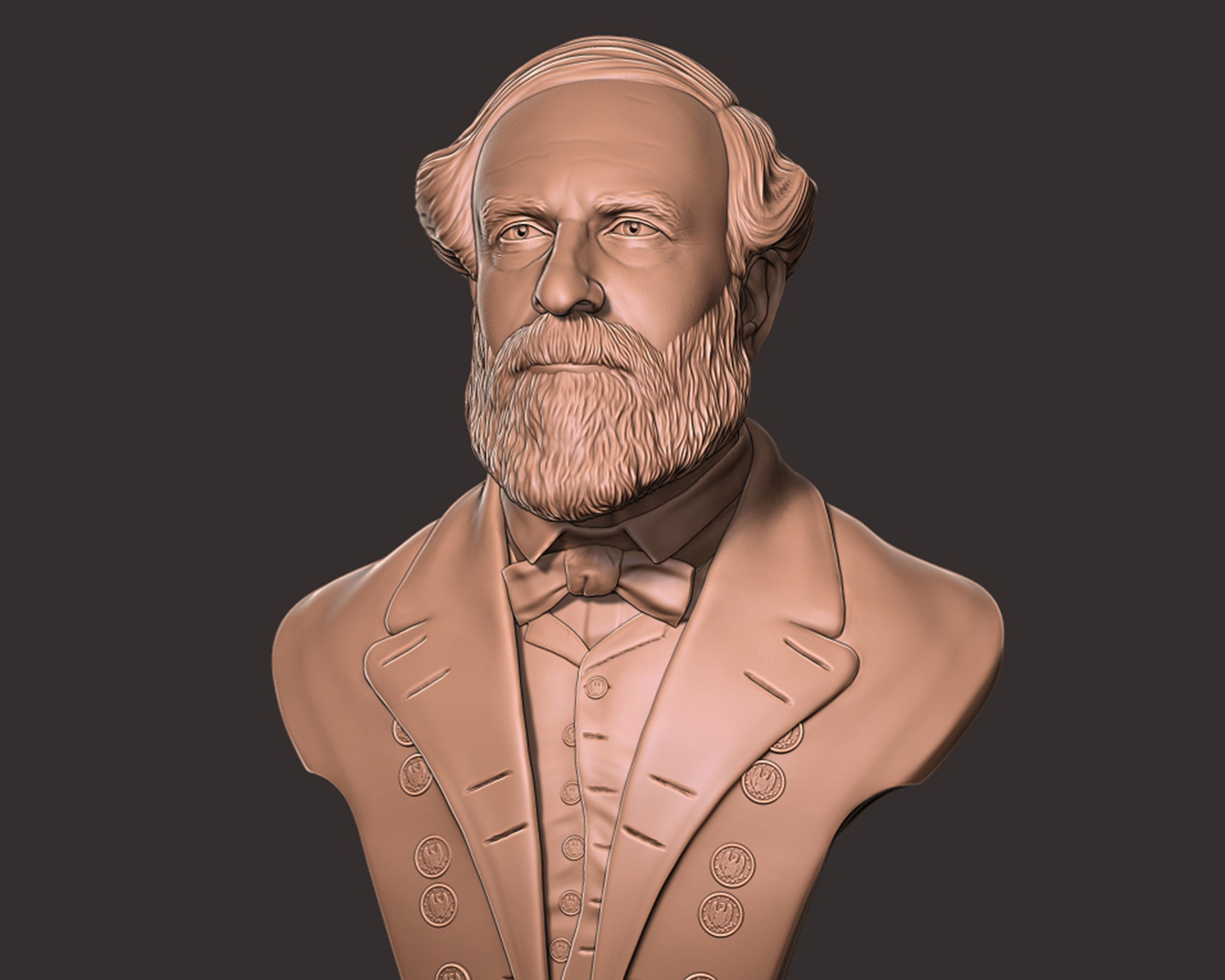 General Robert E Lee bust sculpture 3D print model_4