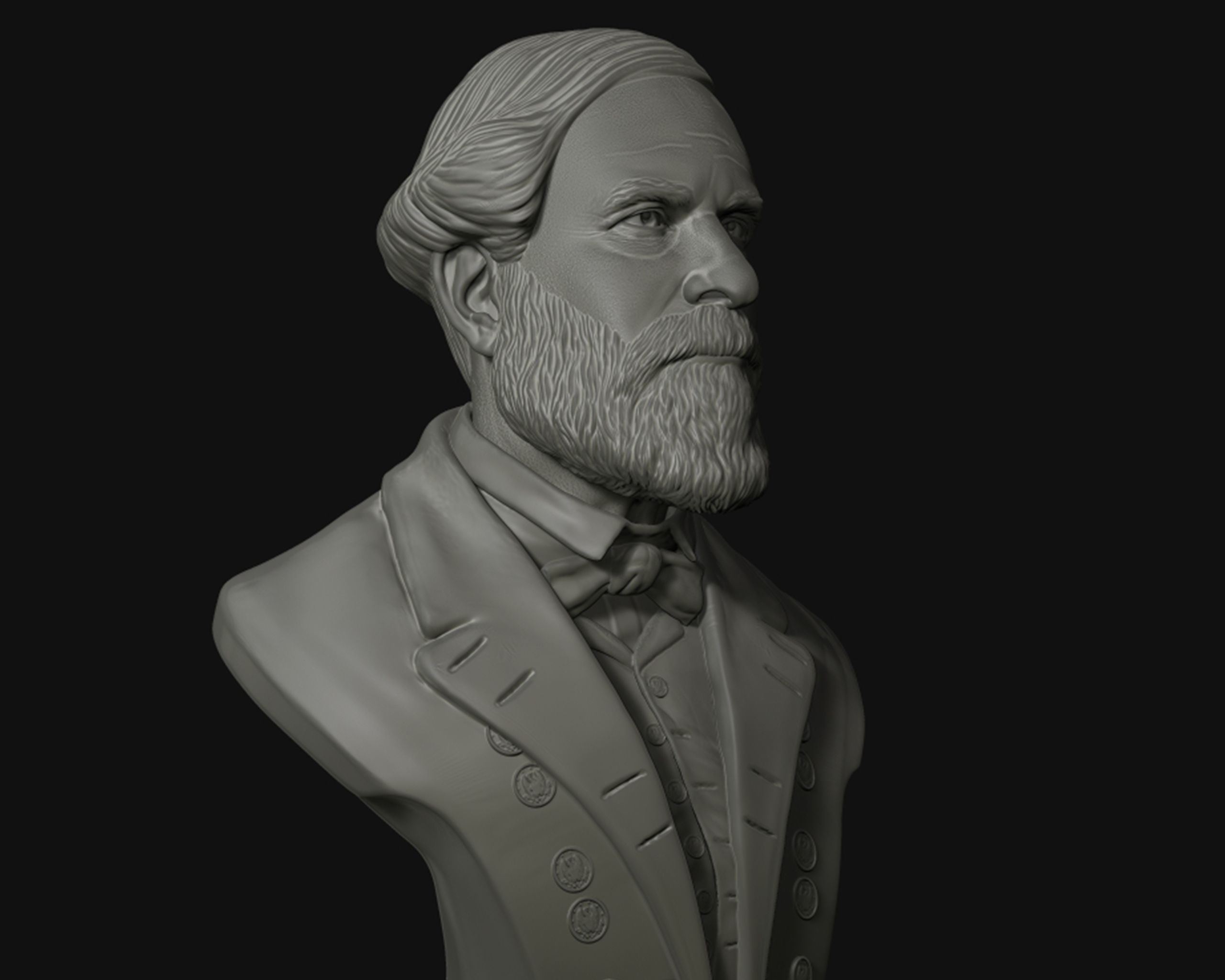General Robert E Lee bust sculpture 3D print model_16