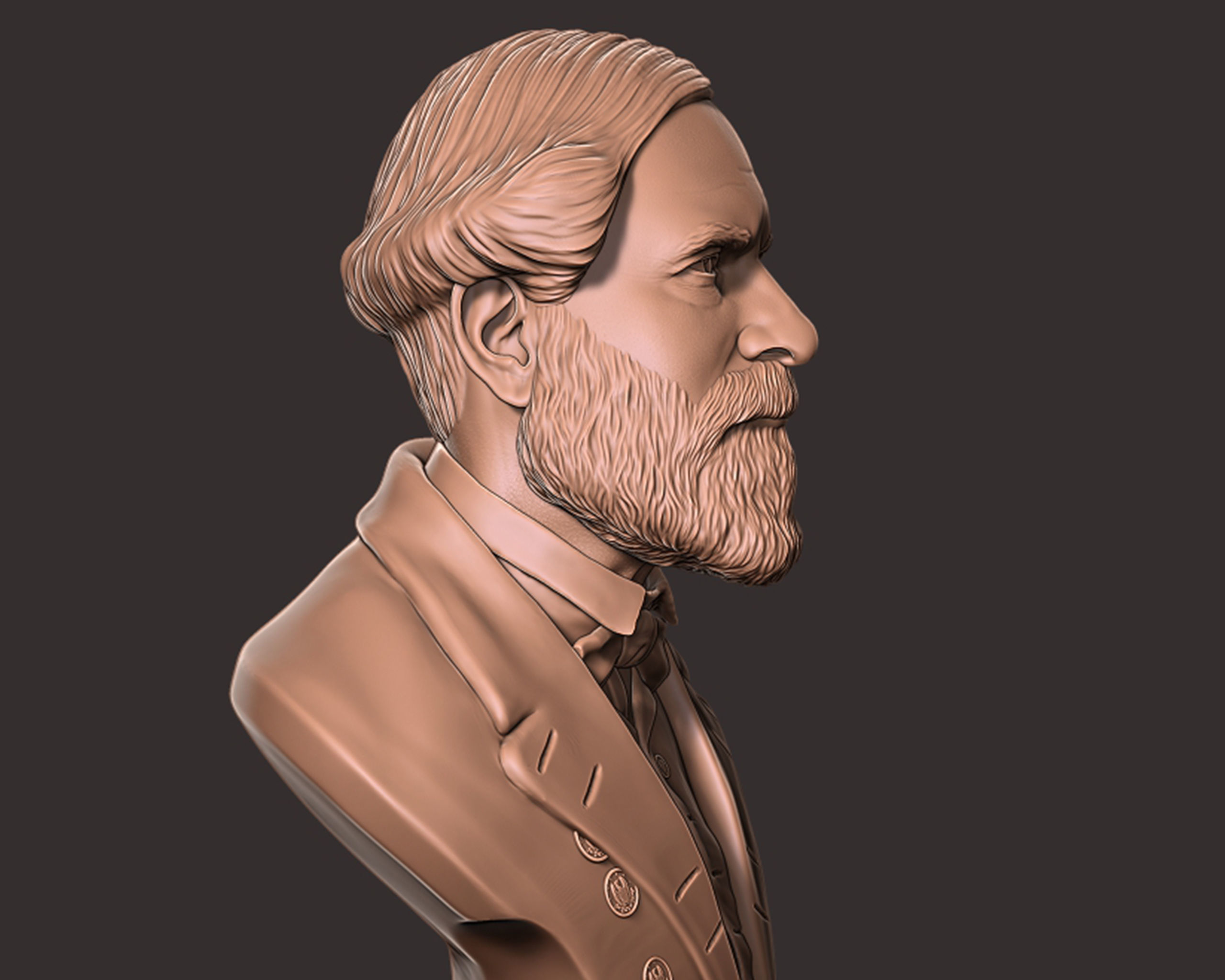 General Robert E Lee bust sculpture 3D print model_6