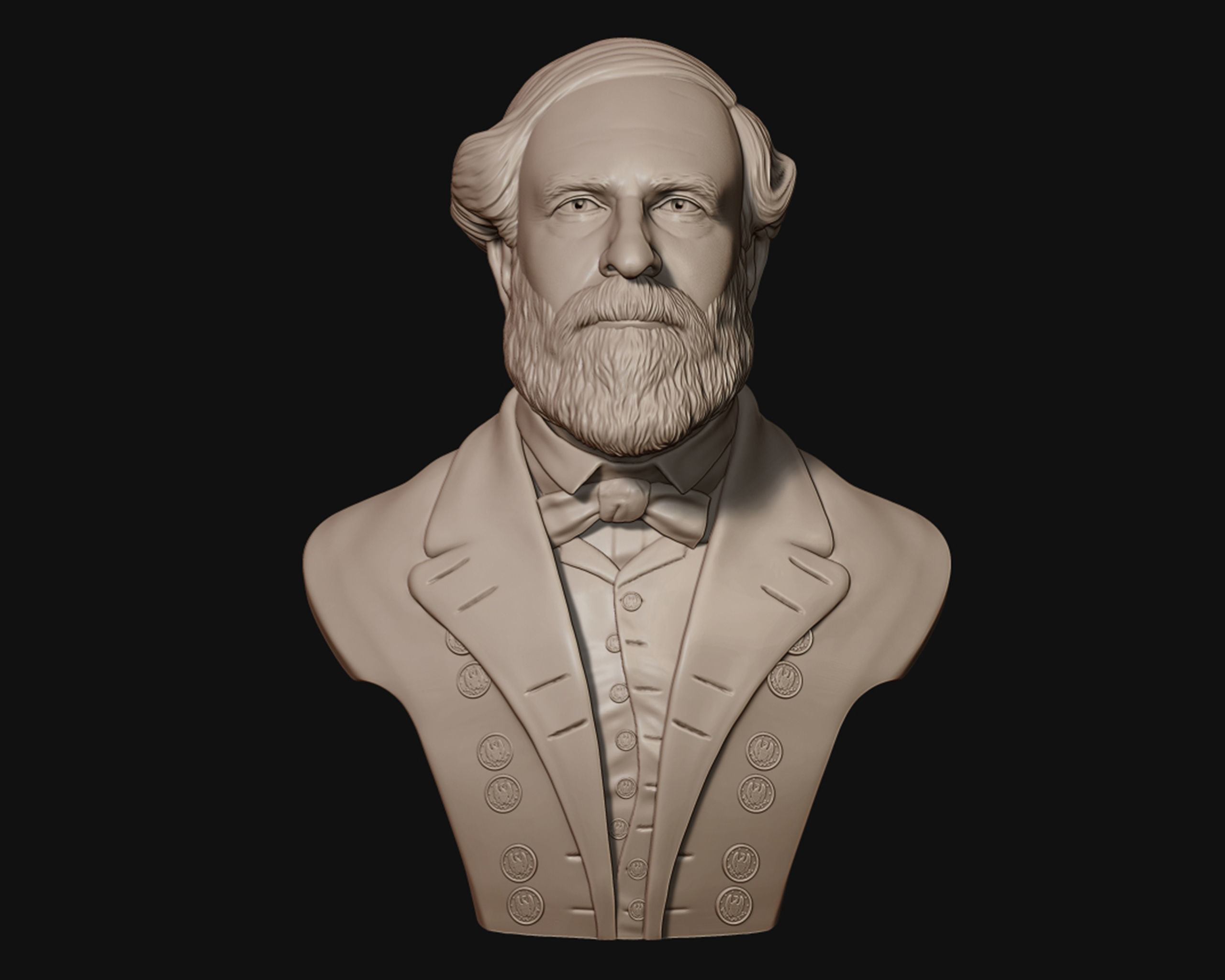 General Robert E Lee bust sculpture 3D print model_8