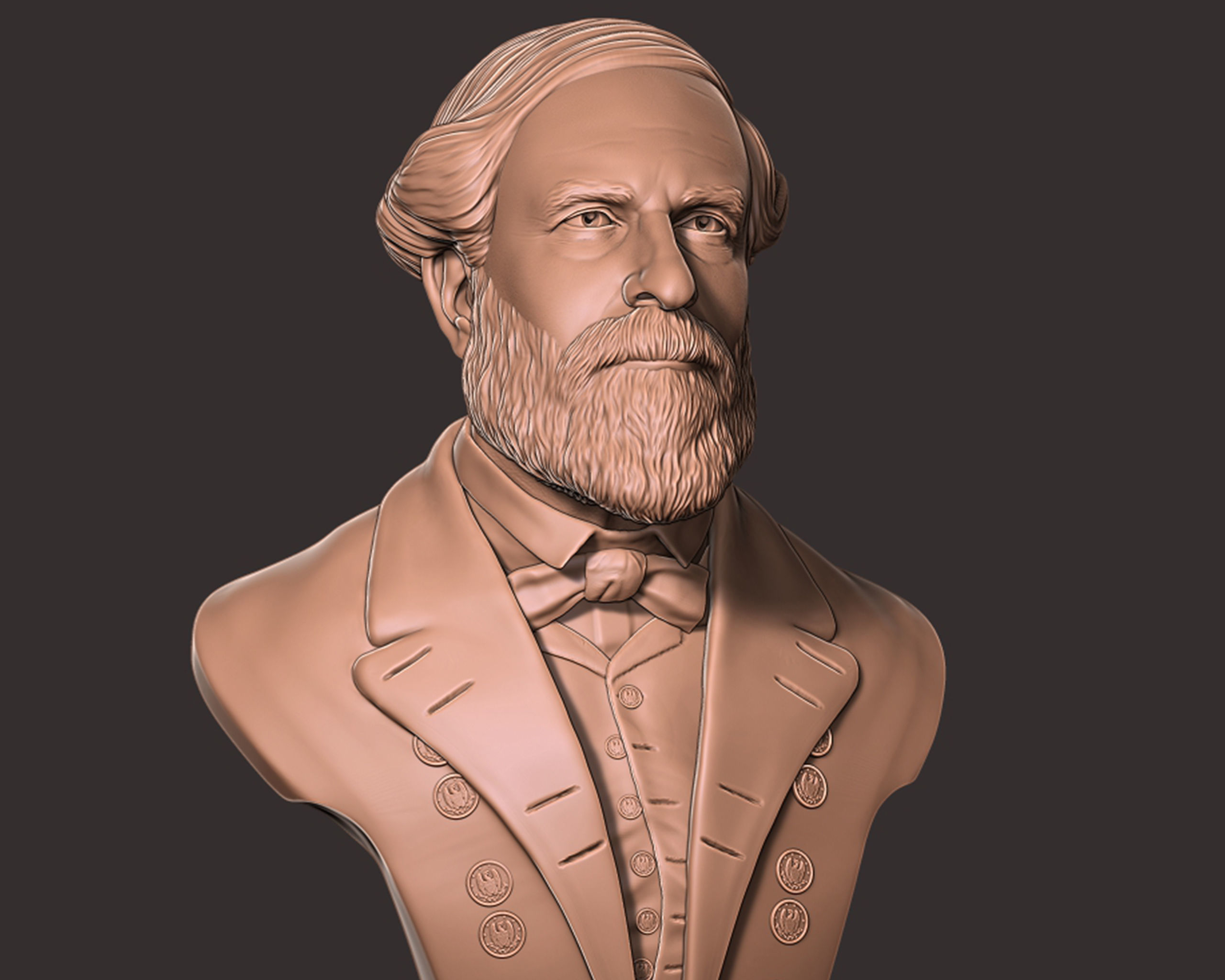 General Robert E Lee bust sculpture 3D print model_3