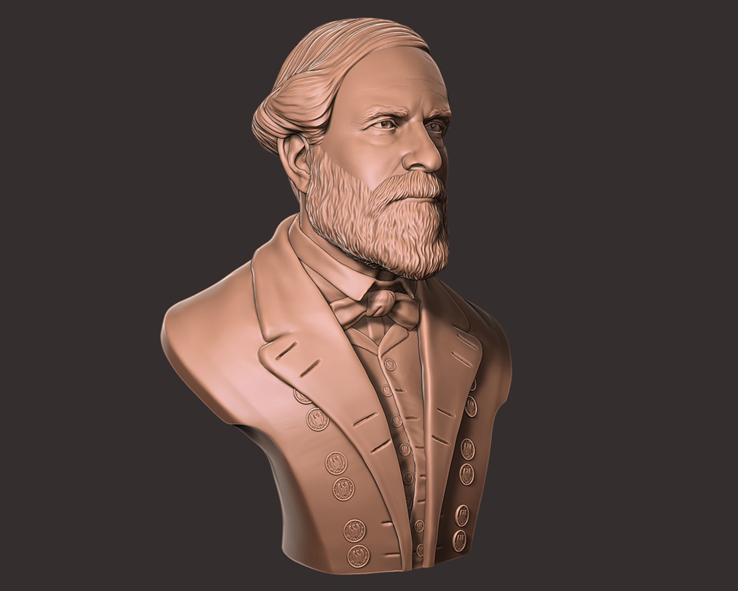 General Robert E Lee bust sculpture 3D print model_5