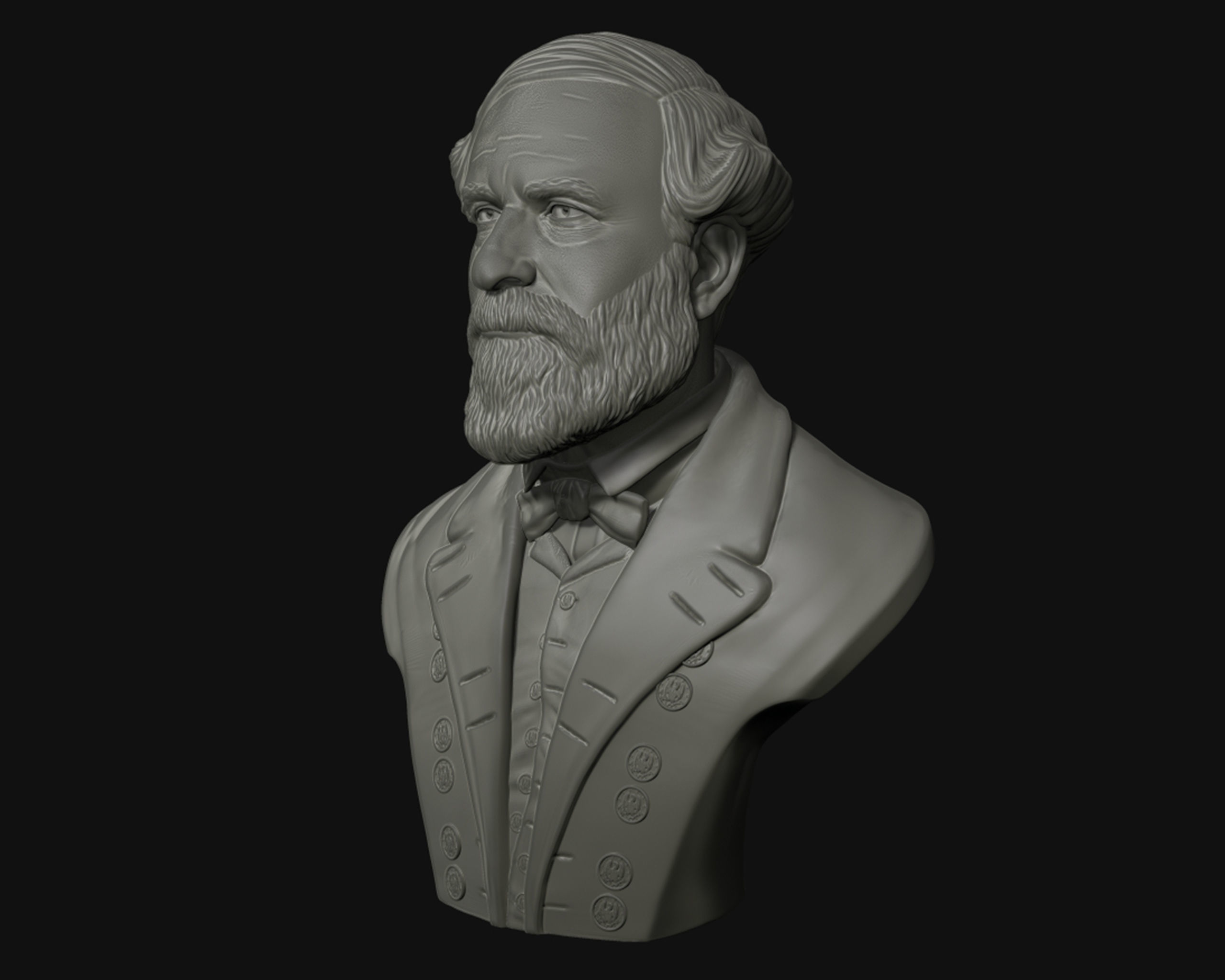 General Robert E Lee bust sculpture 3D print model_14