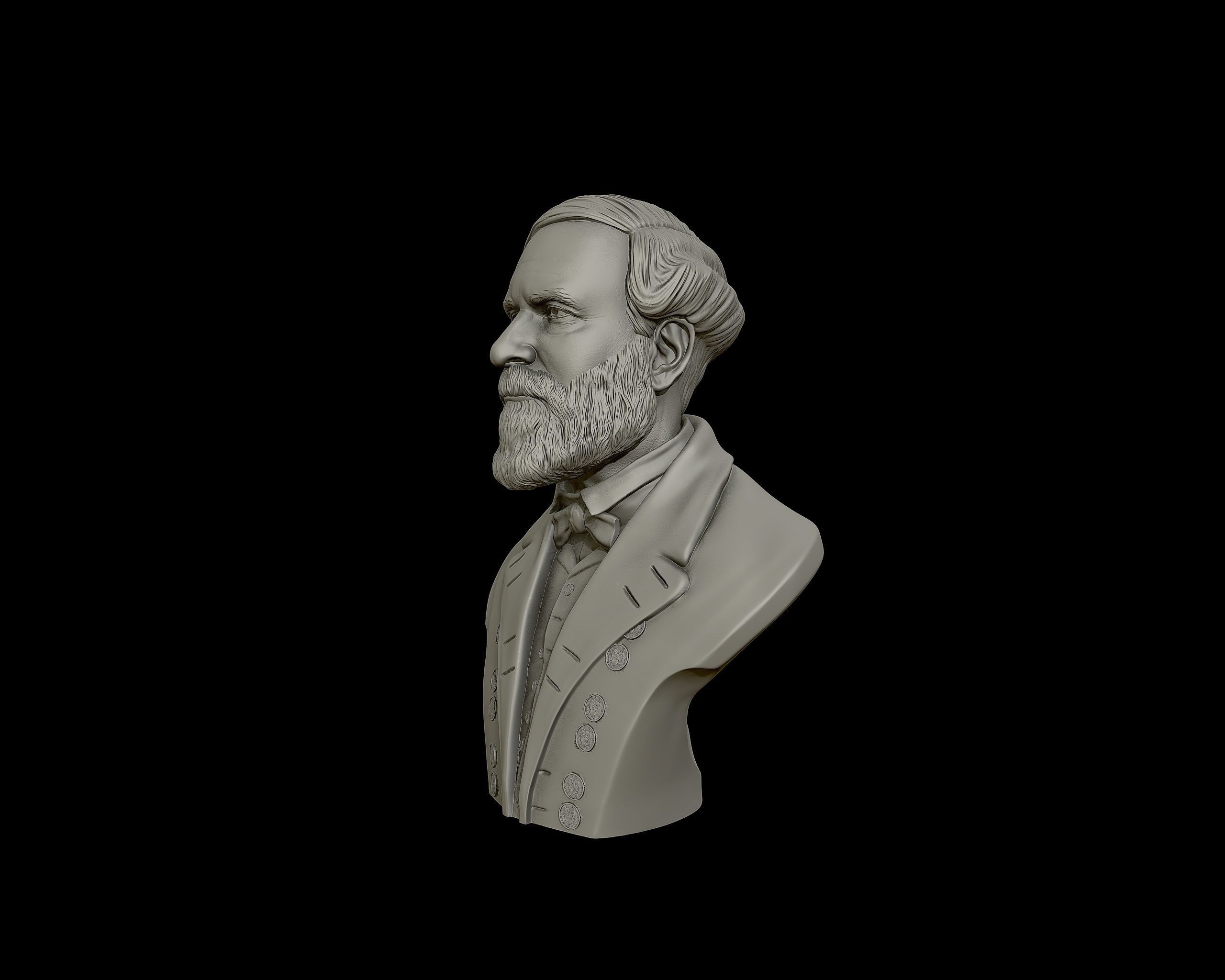 General Robert E Lee bust sculpture 3D print model_21
