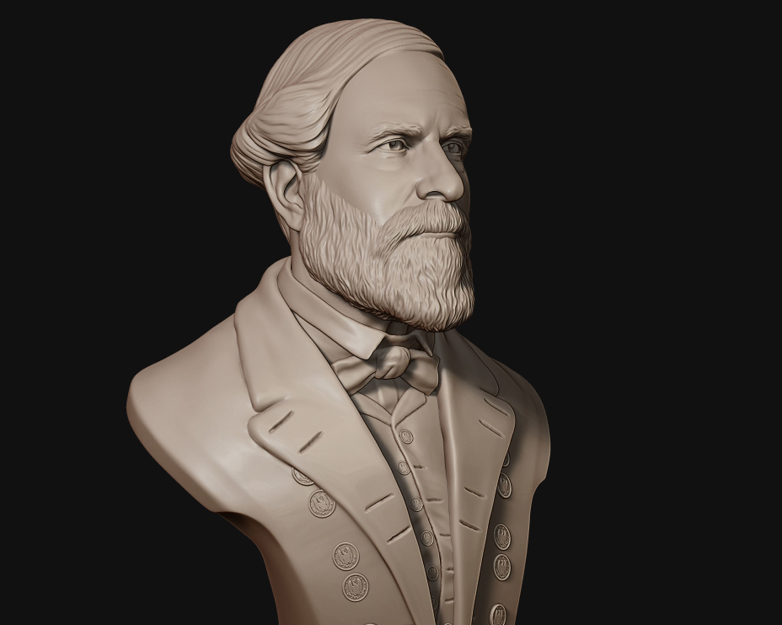 General Robert E Lee bust sculpture 3D print model_11