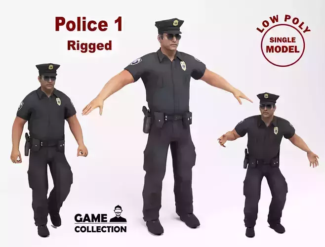 Policeman 1 police officer Low-poly 3D model