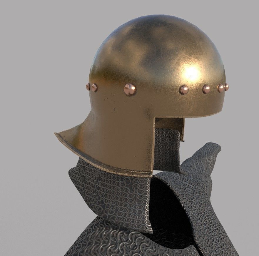 Horseman medieval chainmail Low-poly 3D model_5