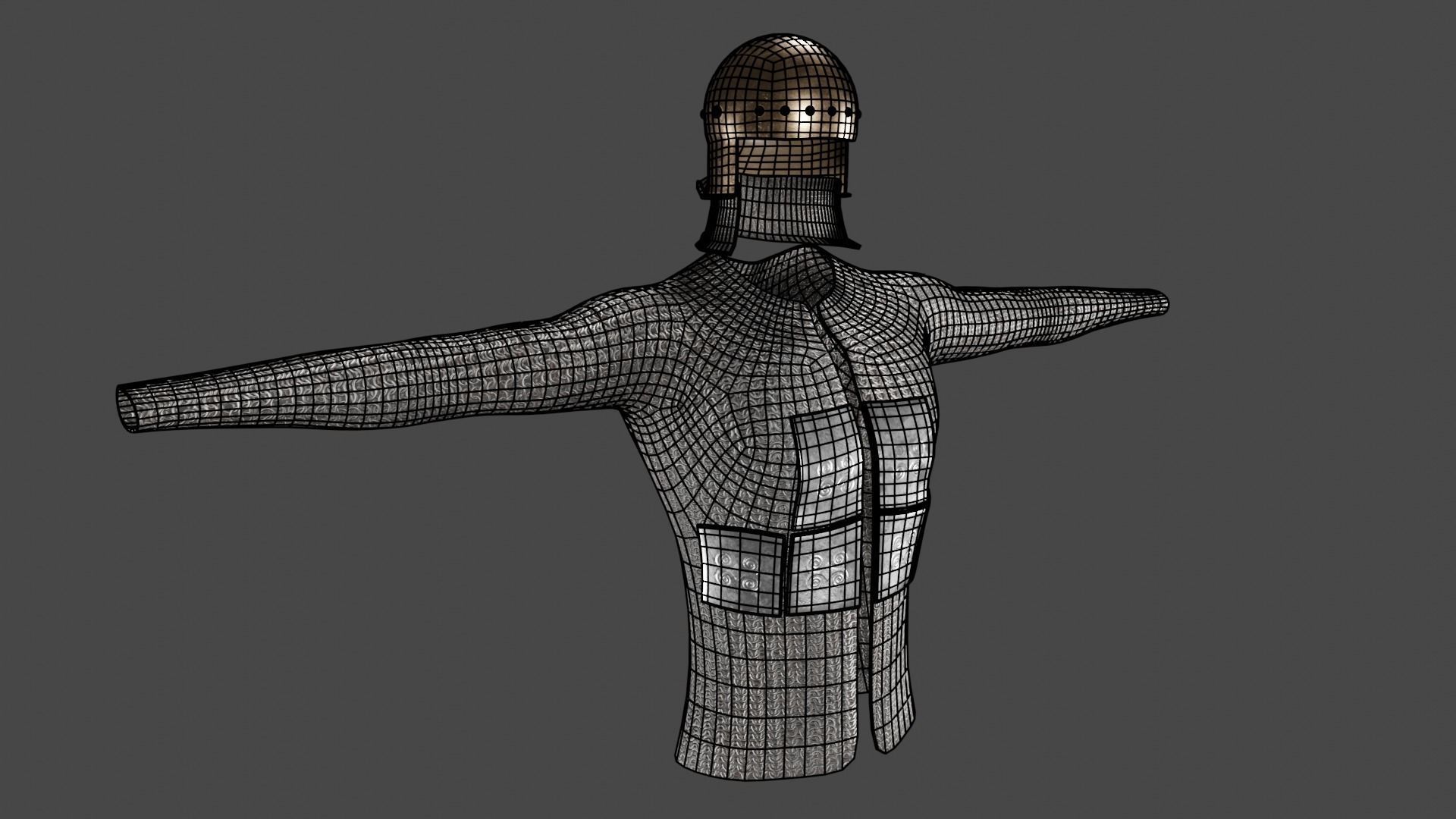 Horseman medieval chainmail Low-poly 3D model_8
