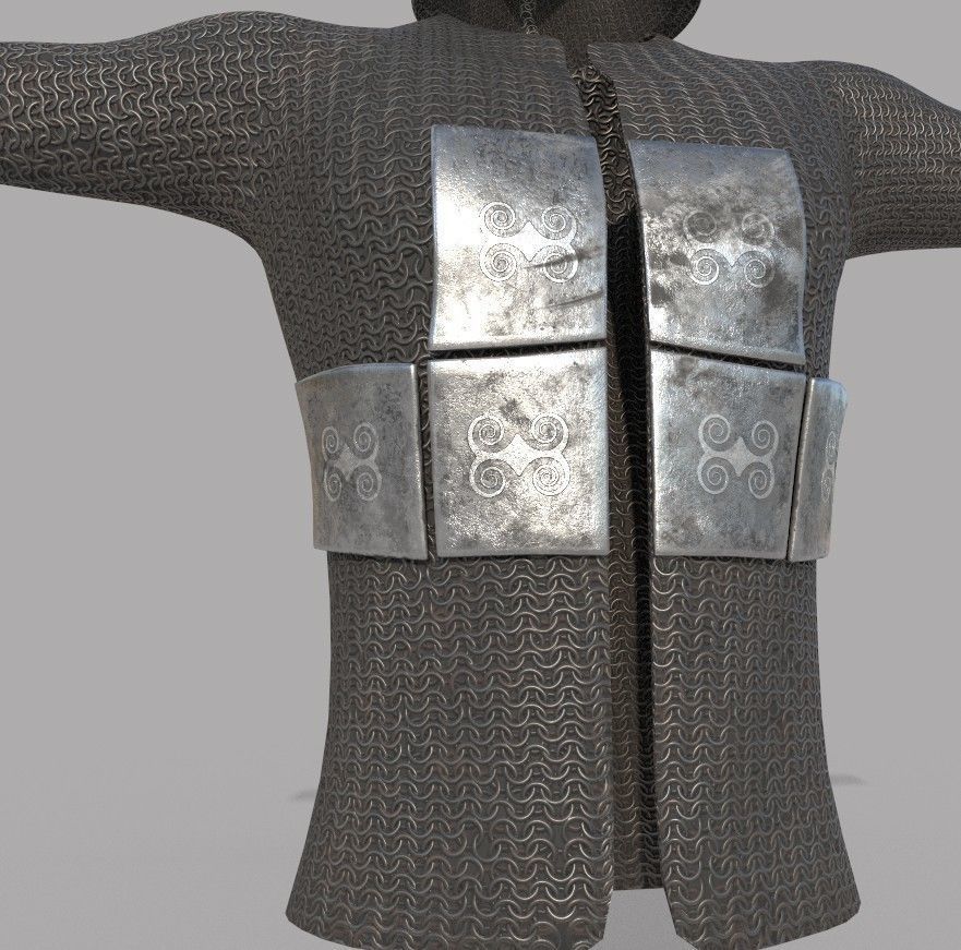 Horseman medieval chainmail Low-poly 3D model_4