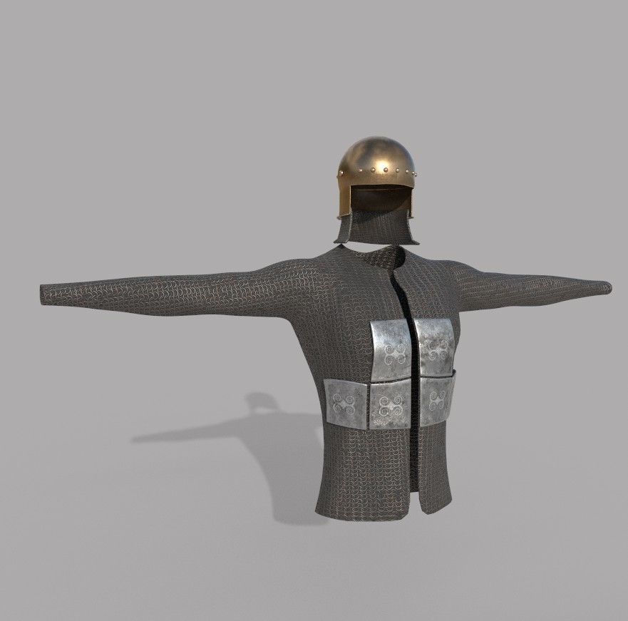 Horseman medieval chainmail Low-poly 3D model_1