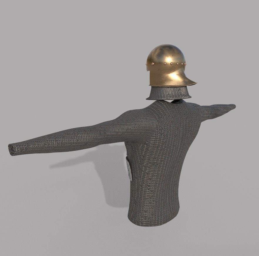 Horseman medieval chainmail Low-poly 3D model_6