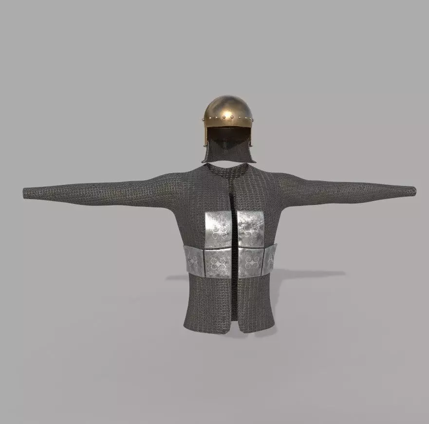 Horseman medieval chainmail Low-poly 3D model_0