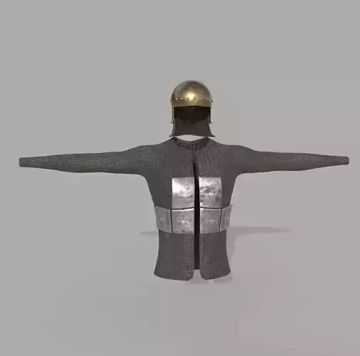 Horseman medieval chainmail Low-poly 3D model