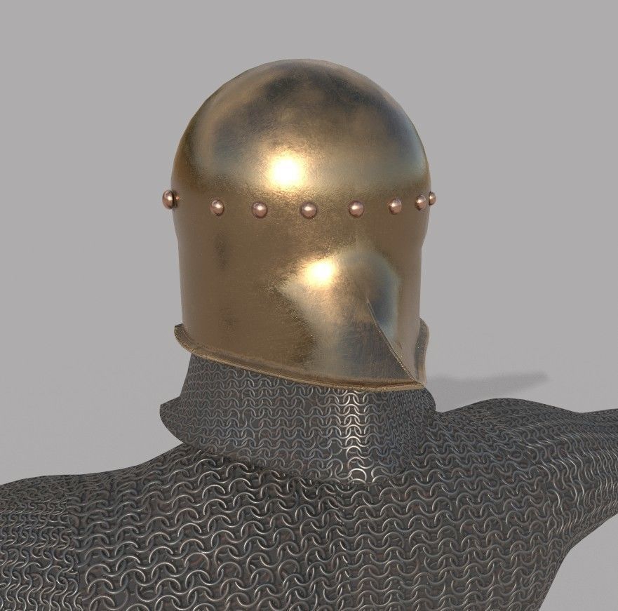 Horseman medieval chainmail Low-poly 3D model_7