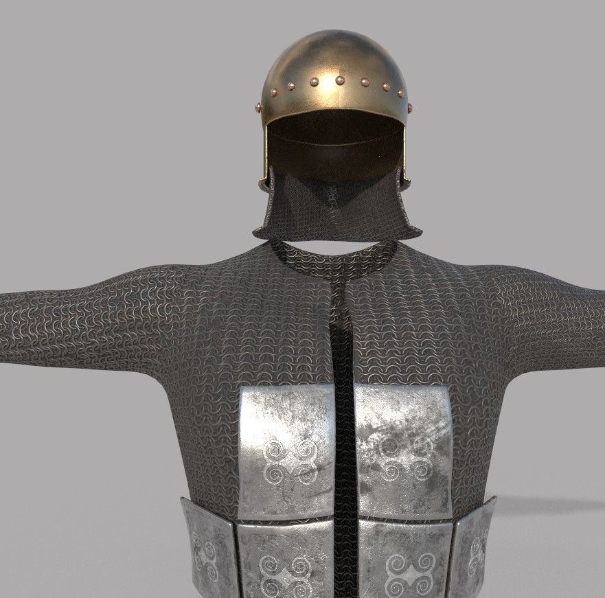 Horseman medieval chainmail Low-poly 3D model_2