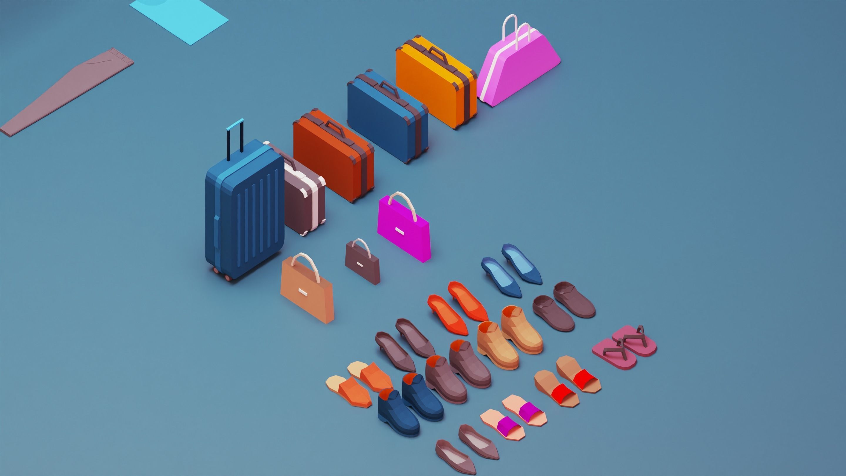 clothes and shoes and bags Low-poly 3D model_2