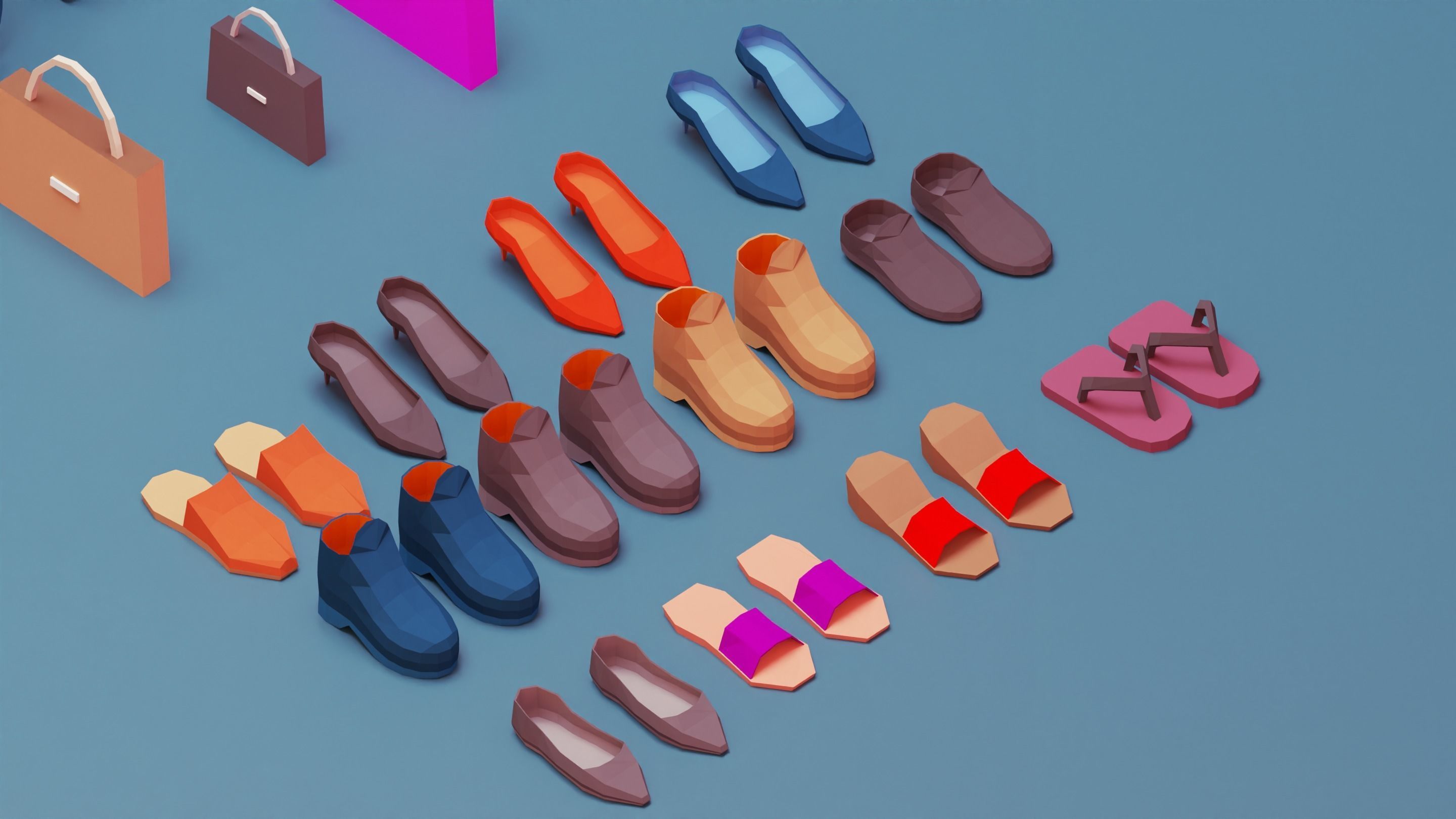 clothes and shoes and bags Low-poly 3D model_3
