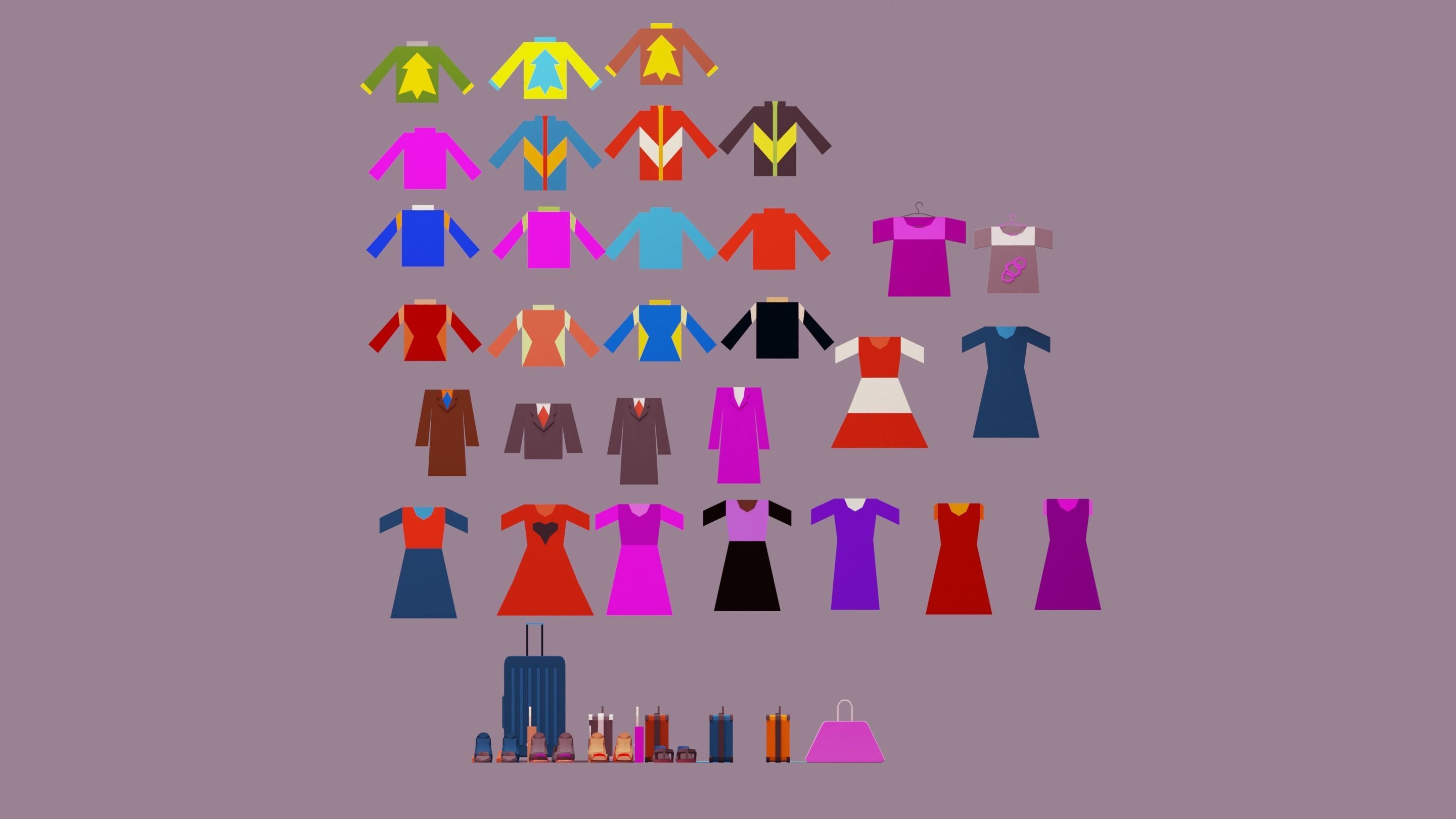 clothes and shoes and bags Low-poly 3D model_6