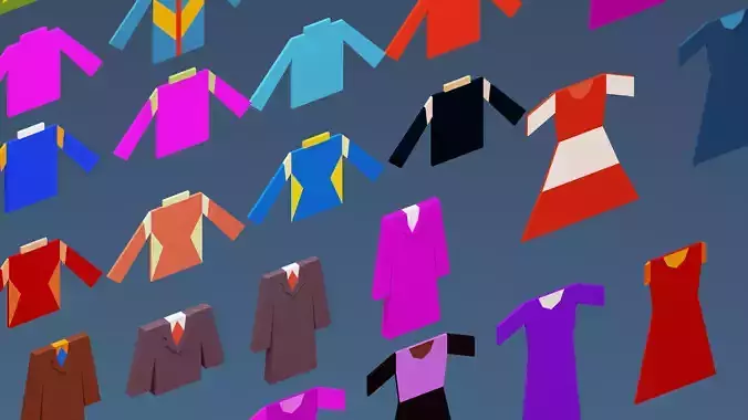 clothes and shoes and bags Low-poly 3D model