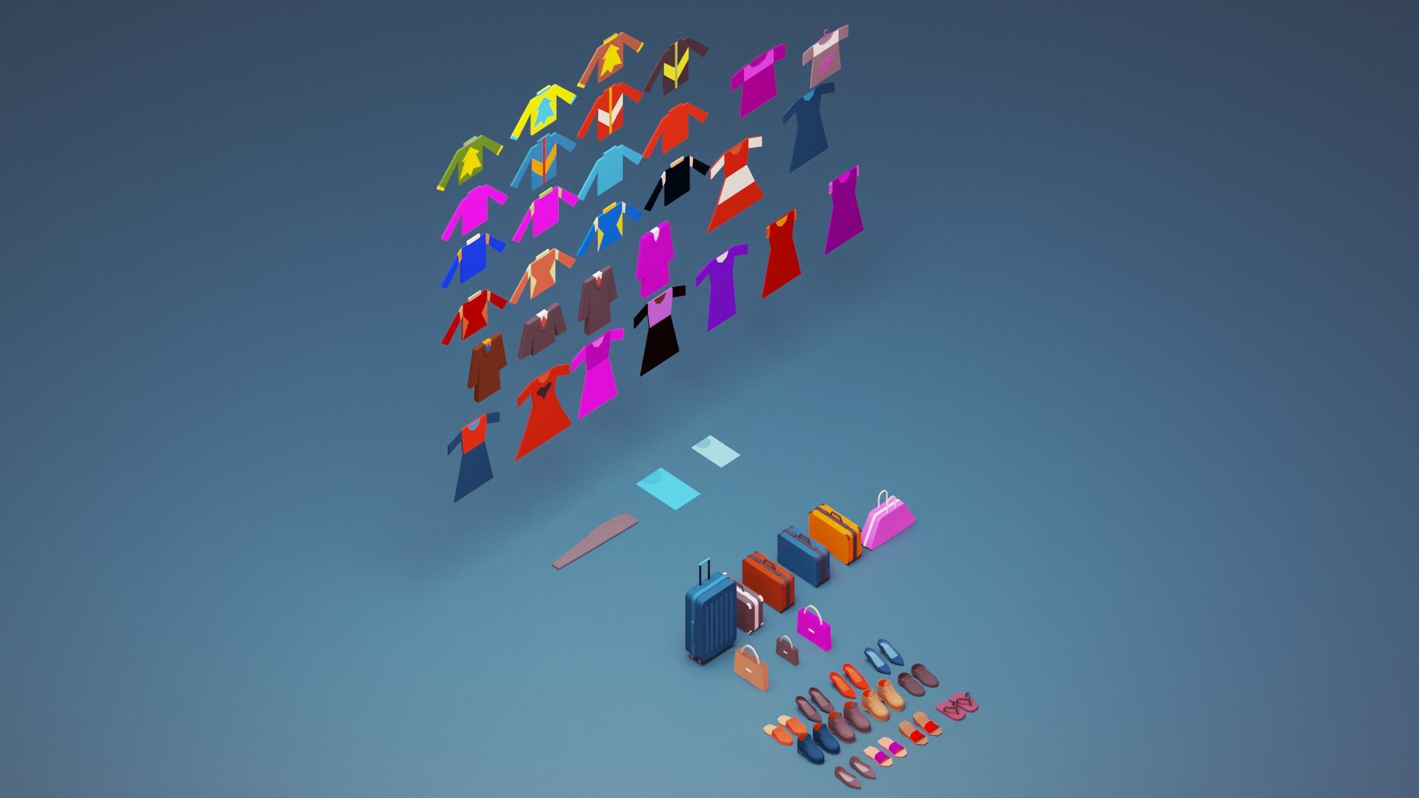 clothes and shoes and bags Low-poly 3D model_1
