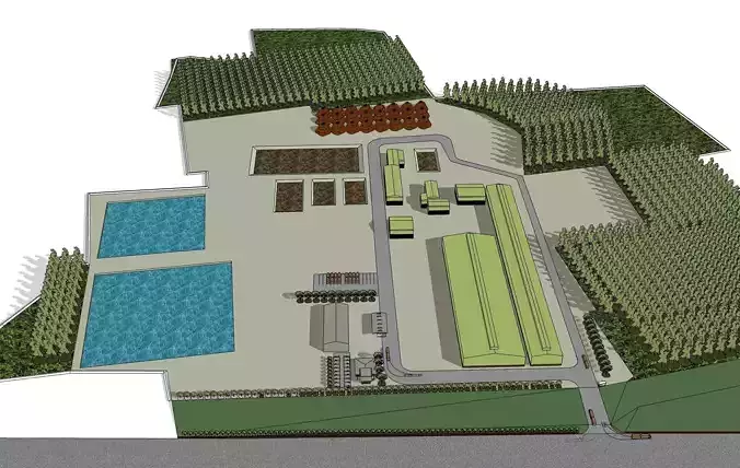 Wood chip factory 3D model