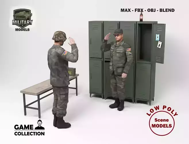 Military Barracks - Scene 2 Low-poly 3D model