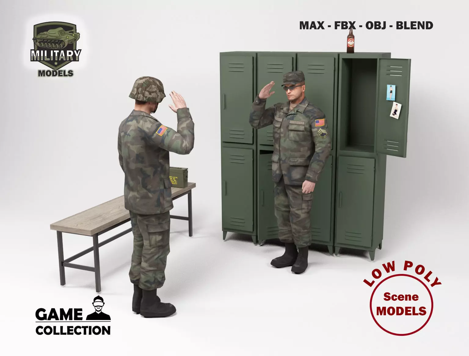 Military Barracks - Scene 2 Low-poly 3D model