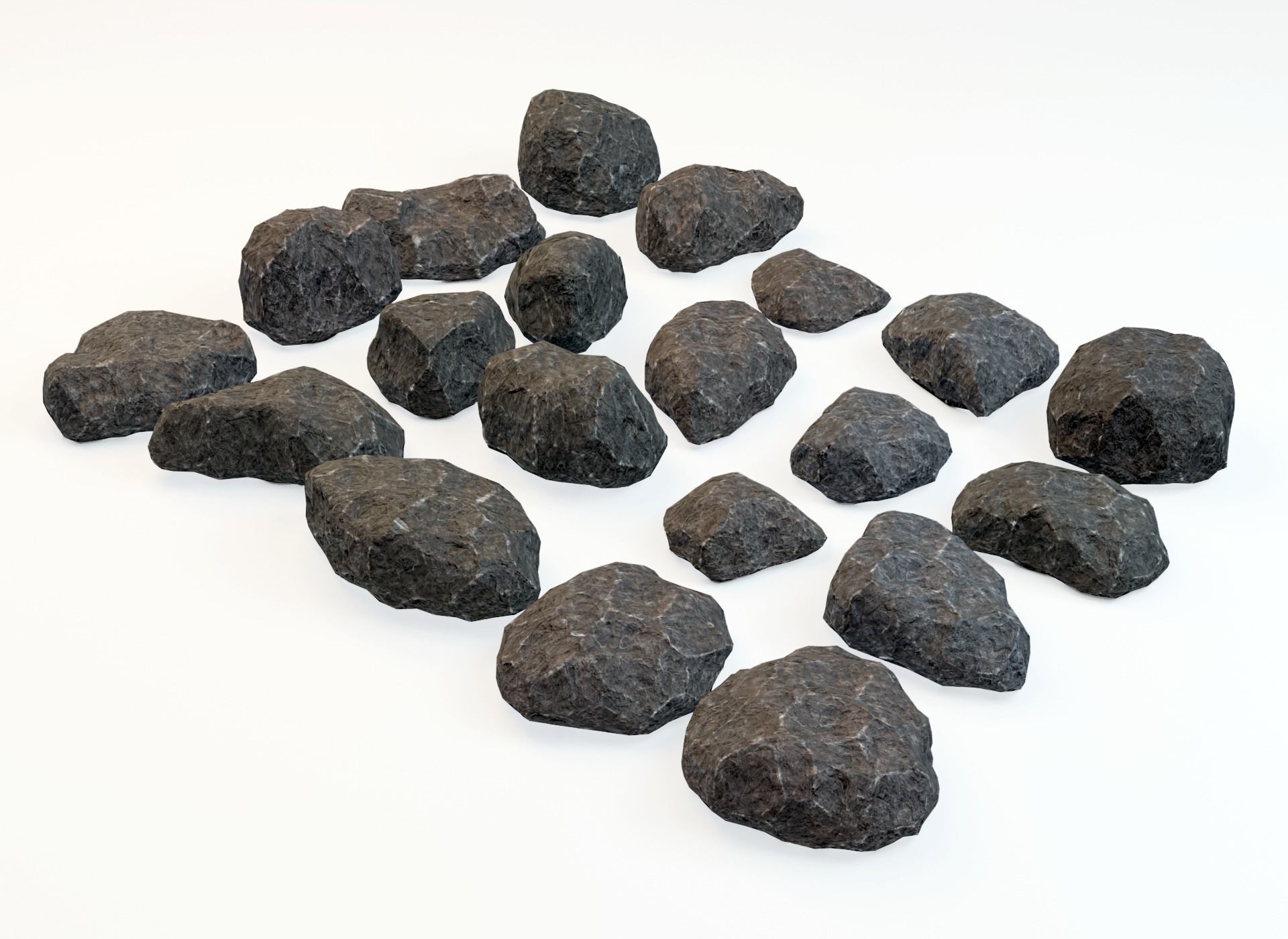 20 Rocks Low-Poly - Realistic Stone Boulder 3D Models Collection Low-poly 3D model_2