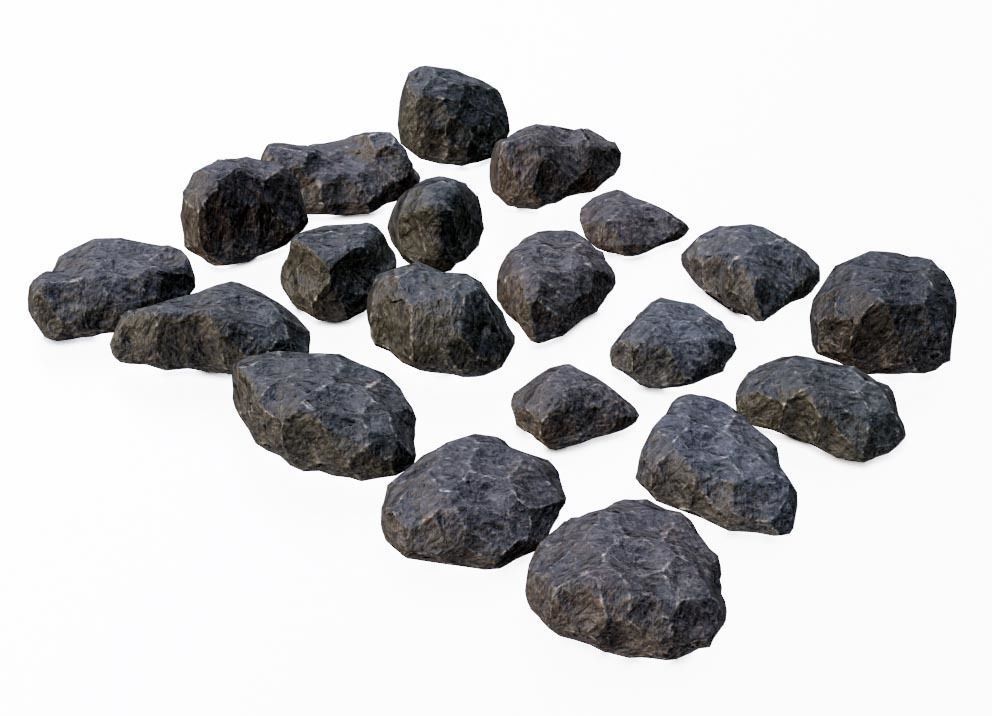 20 Rocks Low-Poly - Realistic Stone Boulder 3D Models Collection Low-poly 3D model_3