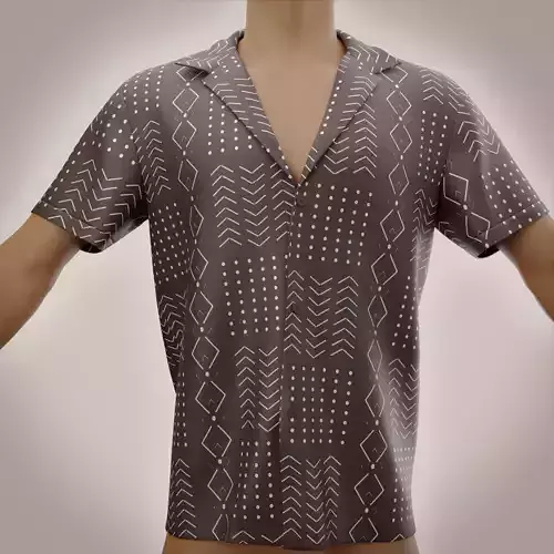 3D Mens silk printed shirt Low-poly 3D model