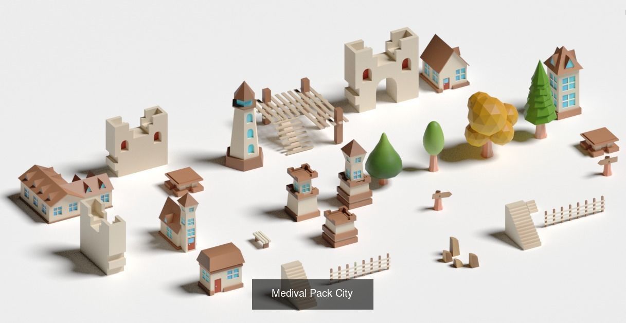 low poly    Collection  asset  pack citys exterior and interior _14