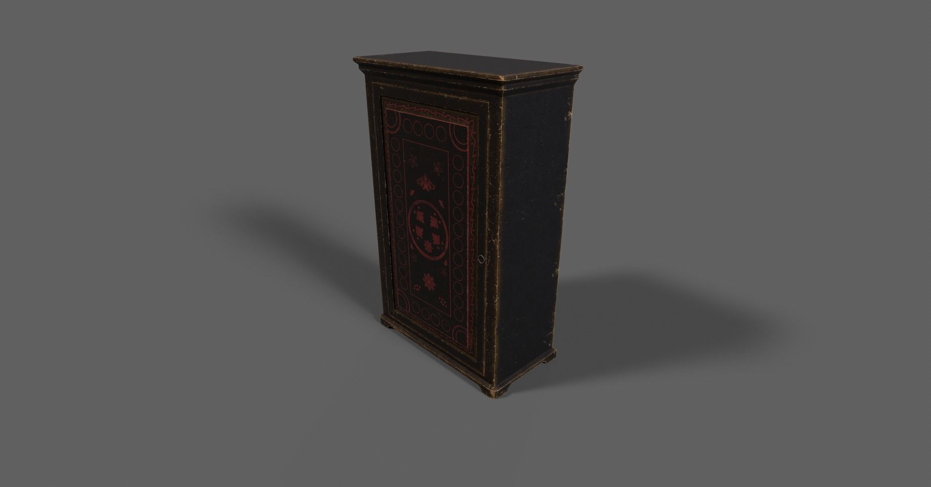 Old Cupboard Slavic 18th century Low-poly 3D model_2
