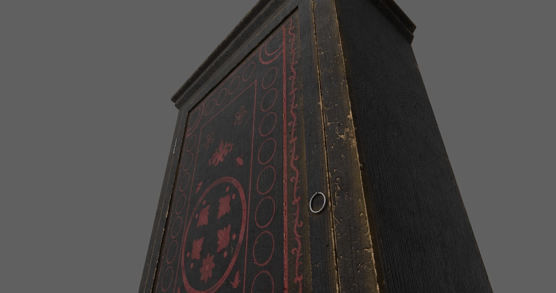 Old Cupboard Slavic 18th century Low-poly 3D model_4