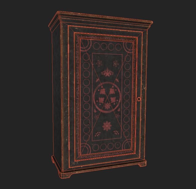 Old Cupboard Slavic 18th century Low-poly 3D model_8
