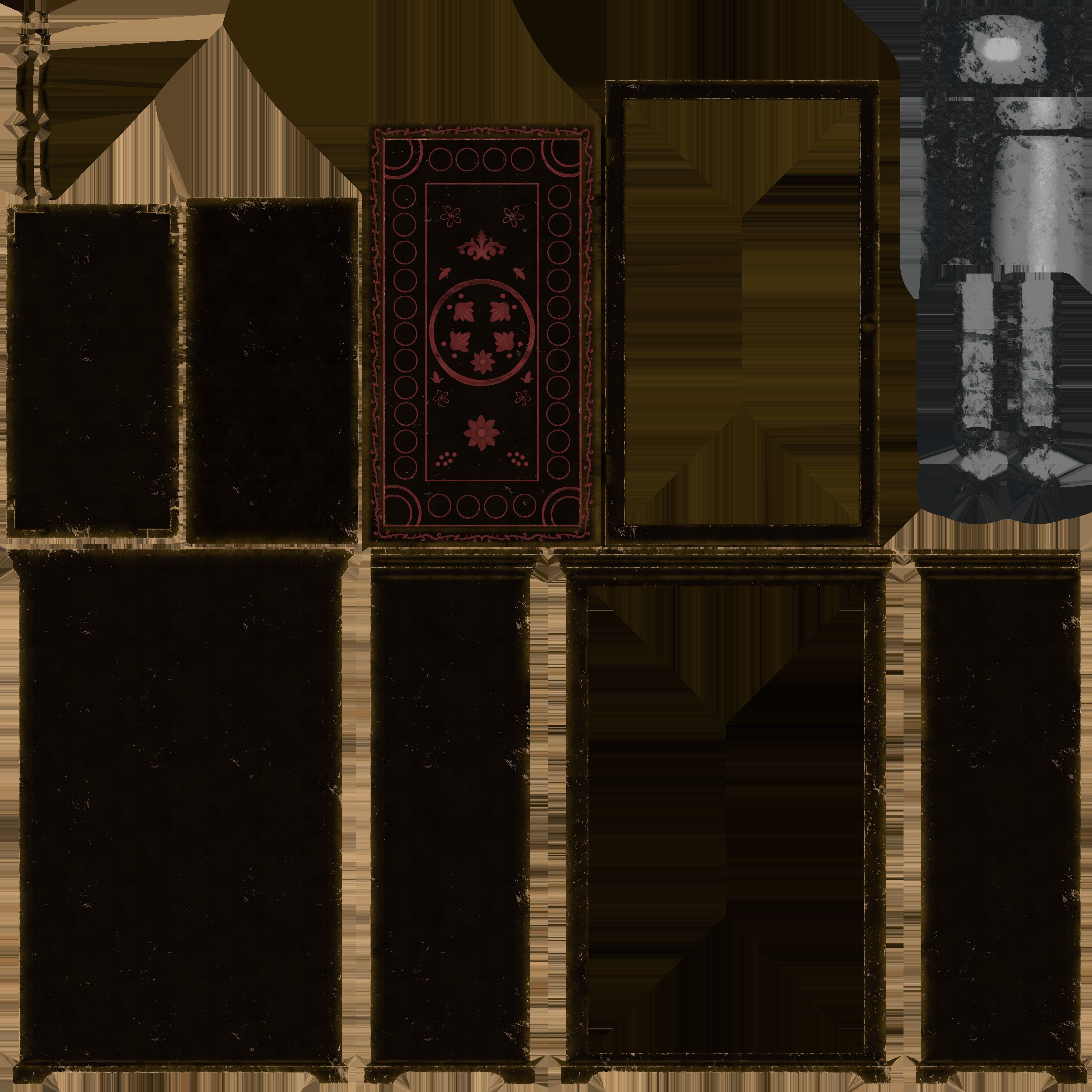 Old Cupboard Slavic 18th century Low-poly 3D model_6