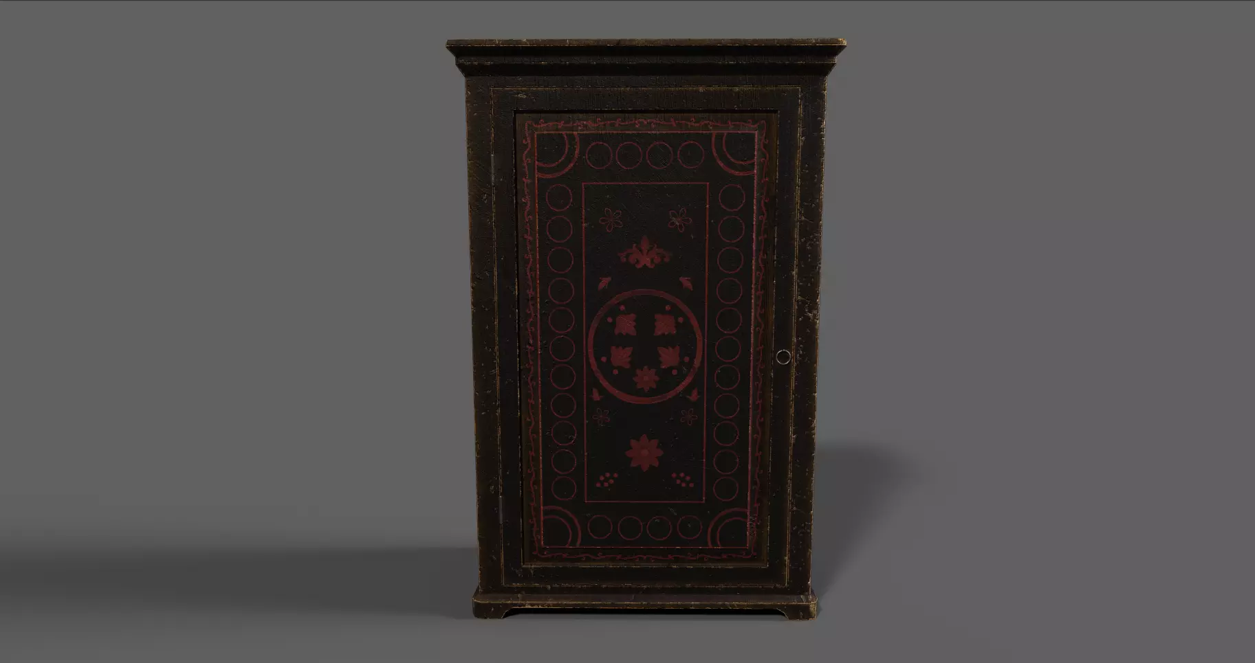 Old Cupboard Slavic 18th century Low-poly 3D model_0