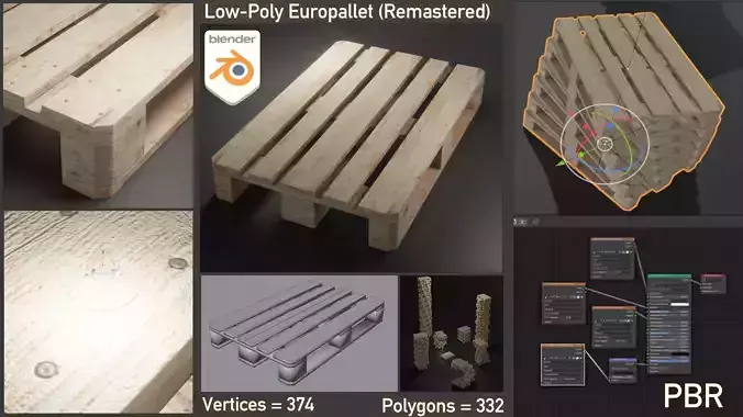 Europallet Remastered Low-poly 3D model