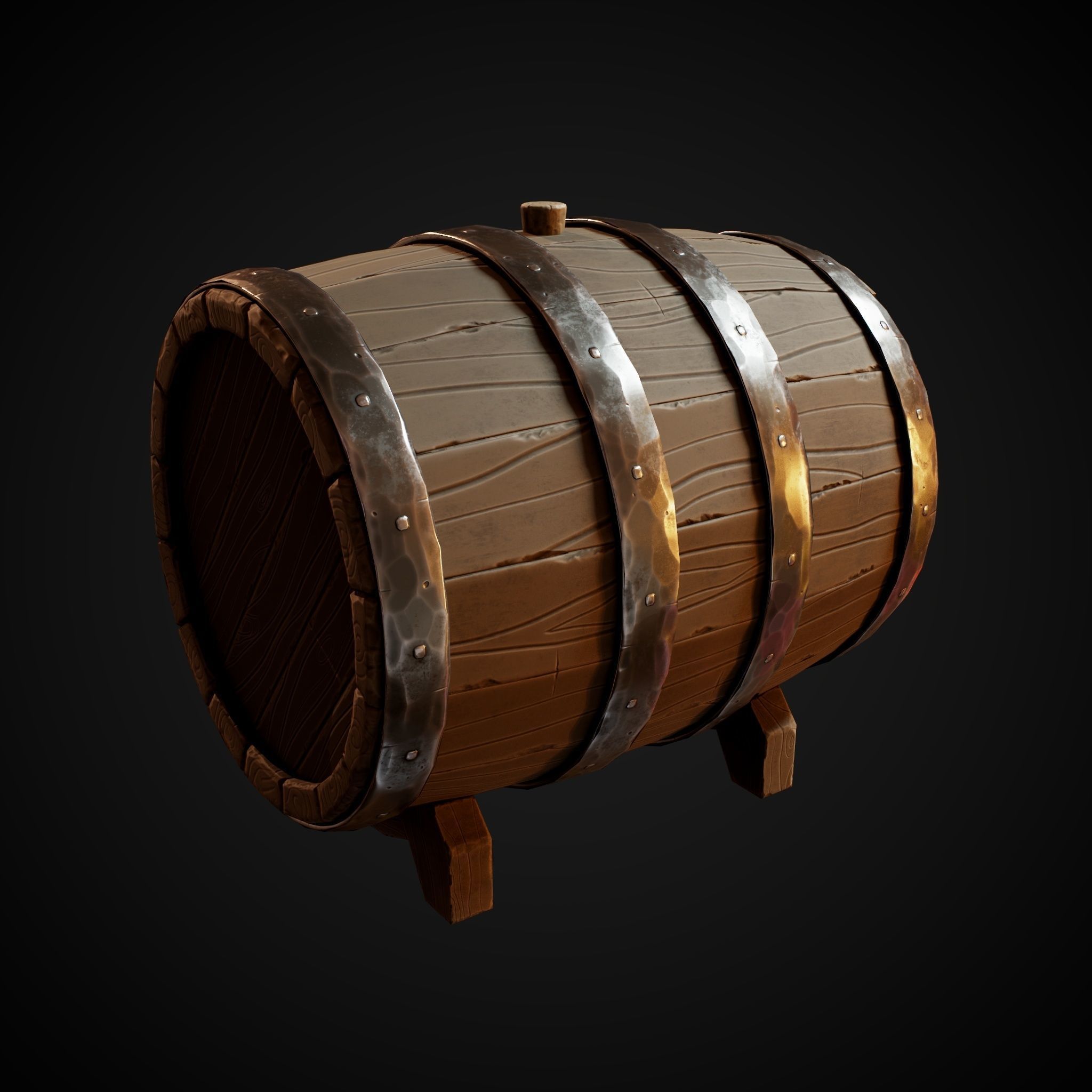 Stylized Barrel Low-poly 3D model_5